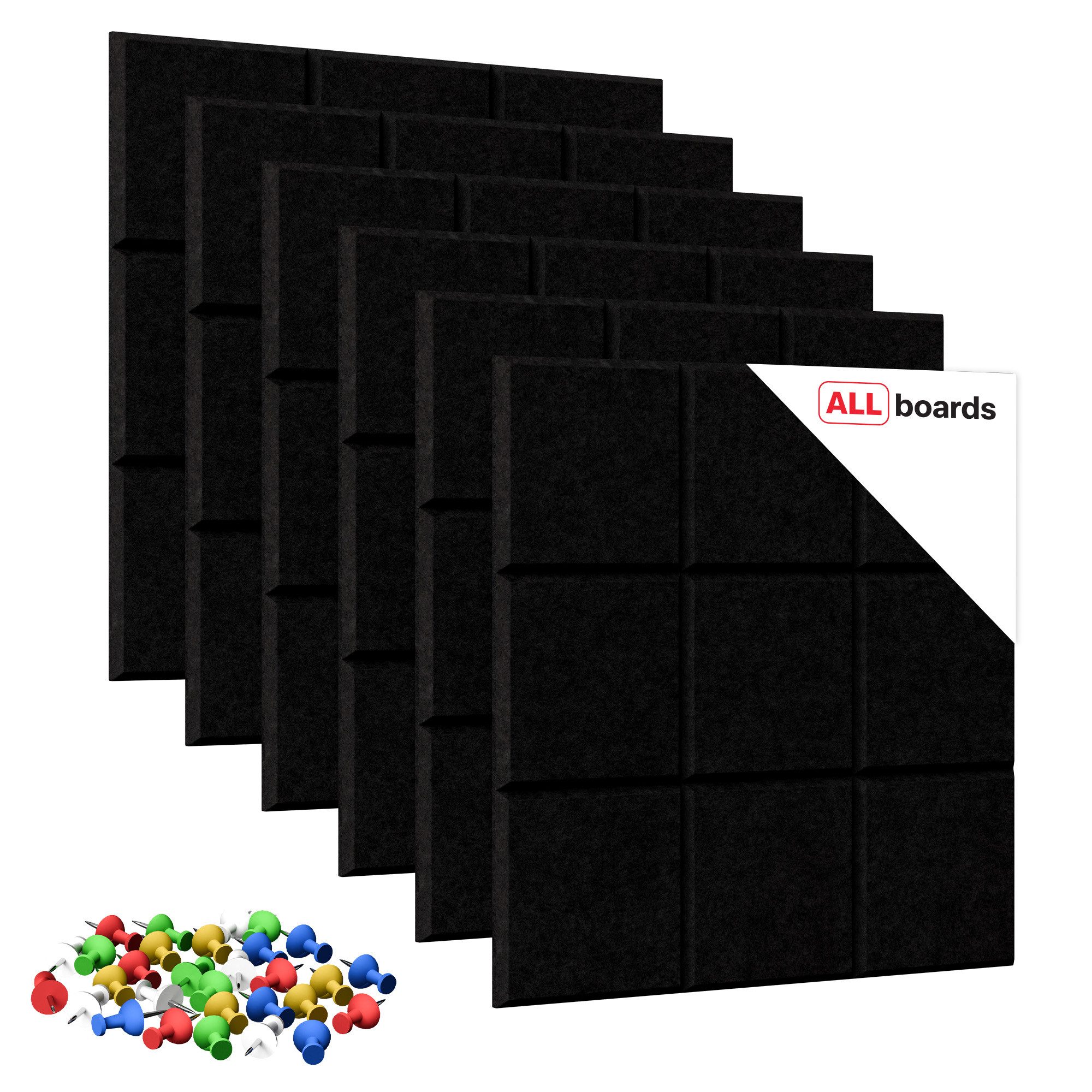 ALLboards Tafel Filz-Wandpaneele 30×30 cm – 6 Stück