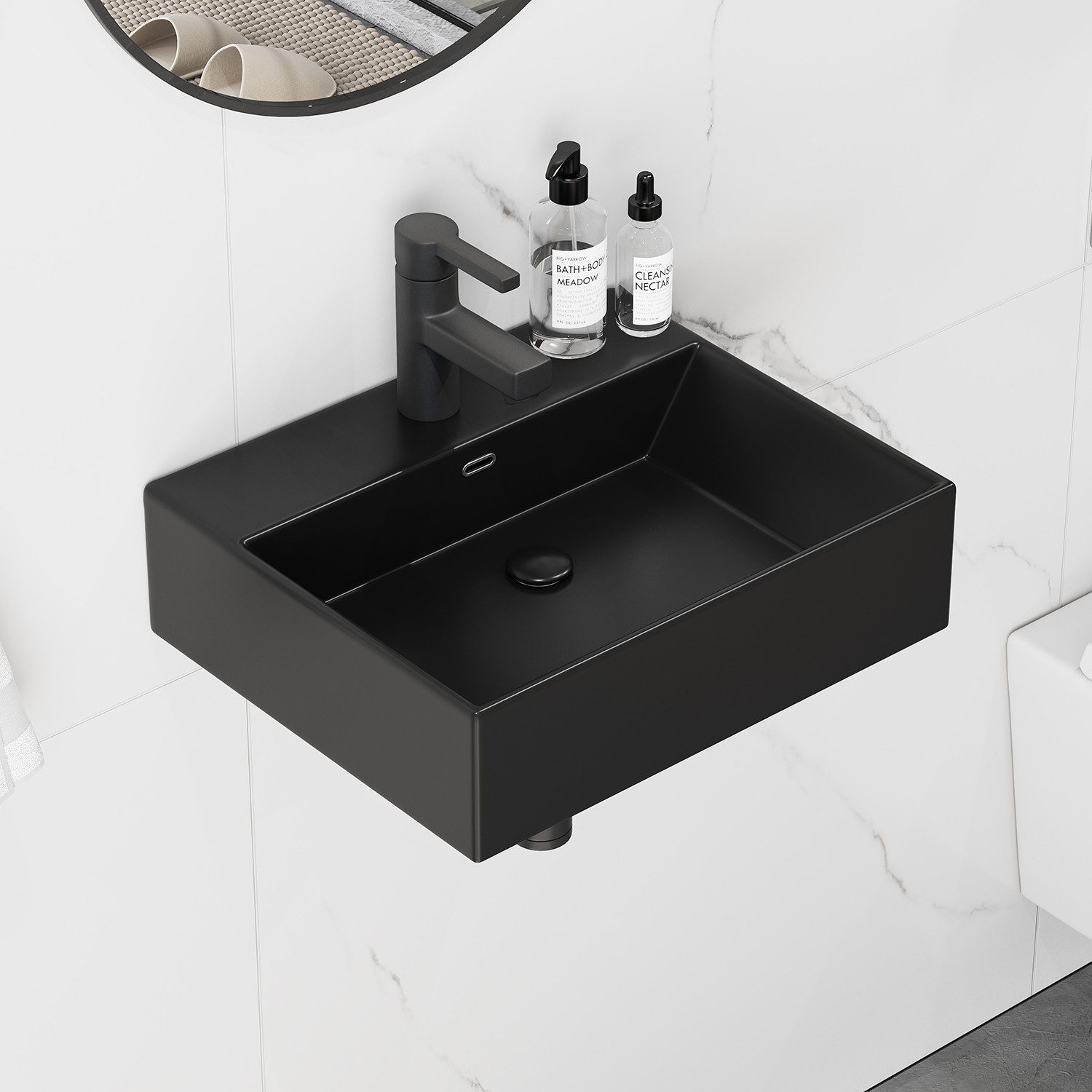 HOROW Waschbecken Keramik Aufsatzwaschbecken Hängewaschbecken 50cm günstig online kaufen