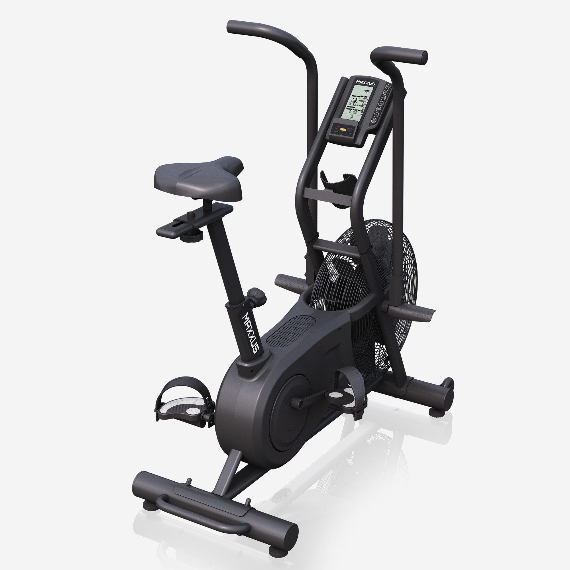 MAXXUS Heimtrainer MAXXUS AirBike Luftwiderstand, 8 Modi, LCD, 130 kg CE (mit 5 kg Stahlschwungrad und progressivem Luftwiderstand), 8 Trainingsmodi, Watt/RPM-Tracking