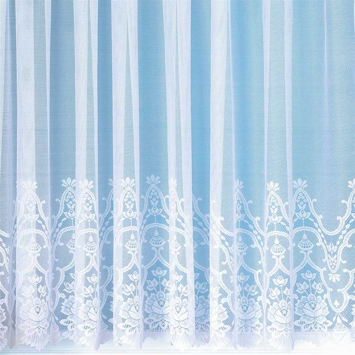 Arsvita Gardine mit floralem Jacquard-Muster in feiner Spitzenoptik, Kräuselband, transparent, elegant, lichtdurchlässig, waschbar – Bild 3 von 3