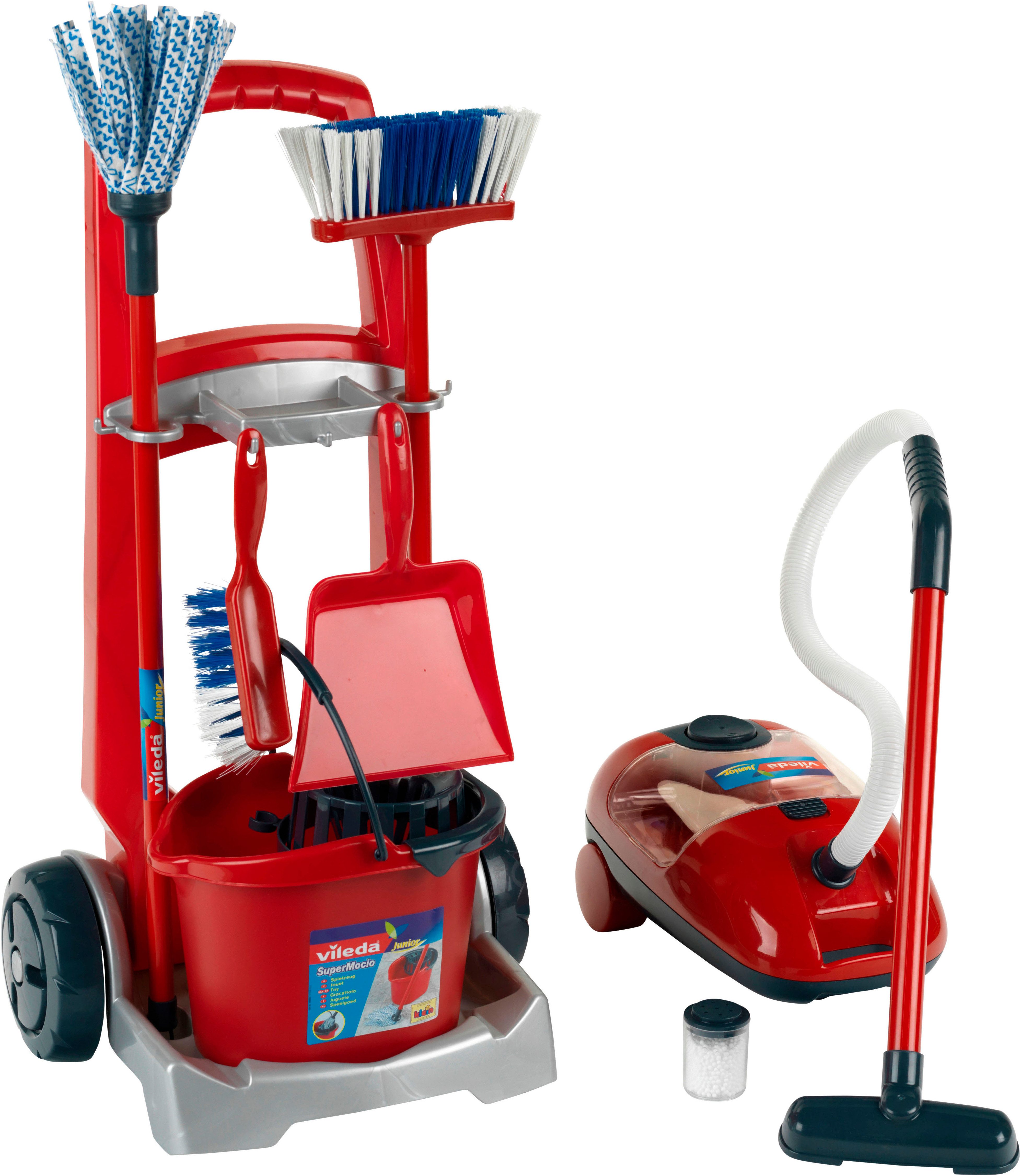 Klein Kinder-Putzwagen Vileda Besenwagen mit Vileda Staubsauger, mit Spielstaubsauger, Made in Germany