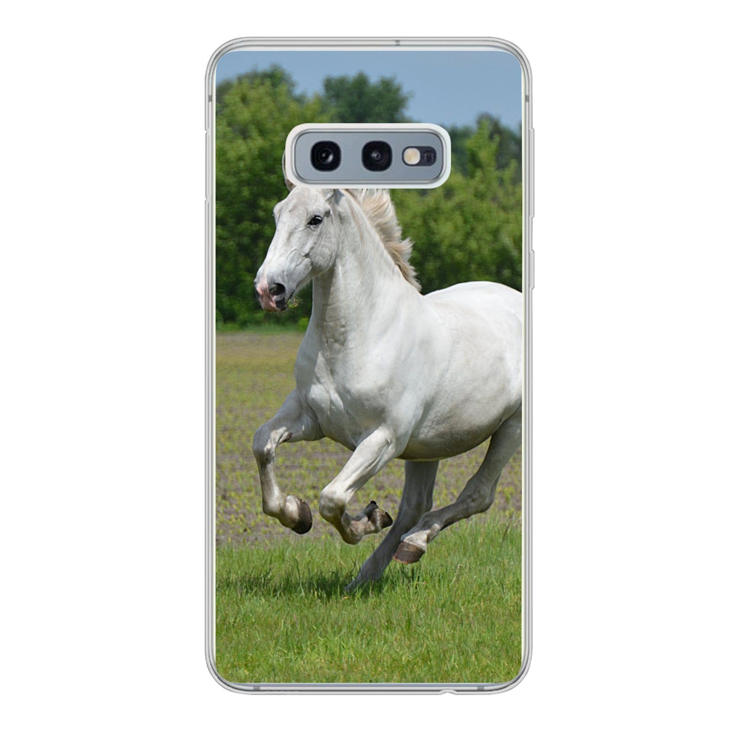 MuchoWow Handyhülle für Samsung Galaxy S10e Pferde - Natur - Weiß, Phone Case, Silikon, Schutzhülle Dünn