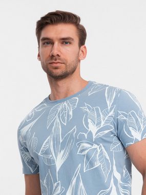 OMBRE T-Shirt Herren-T-Shirt mit Volldruck und kontrastierenden Blättern