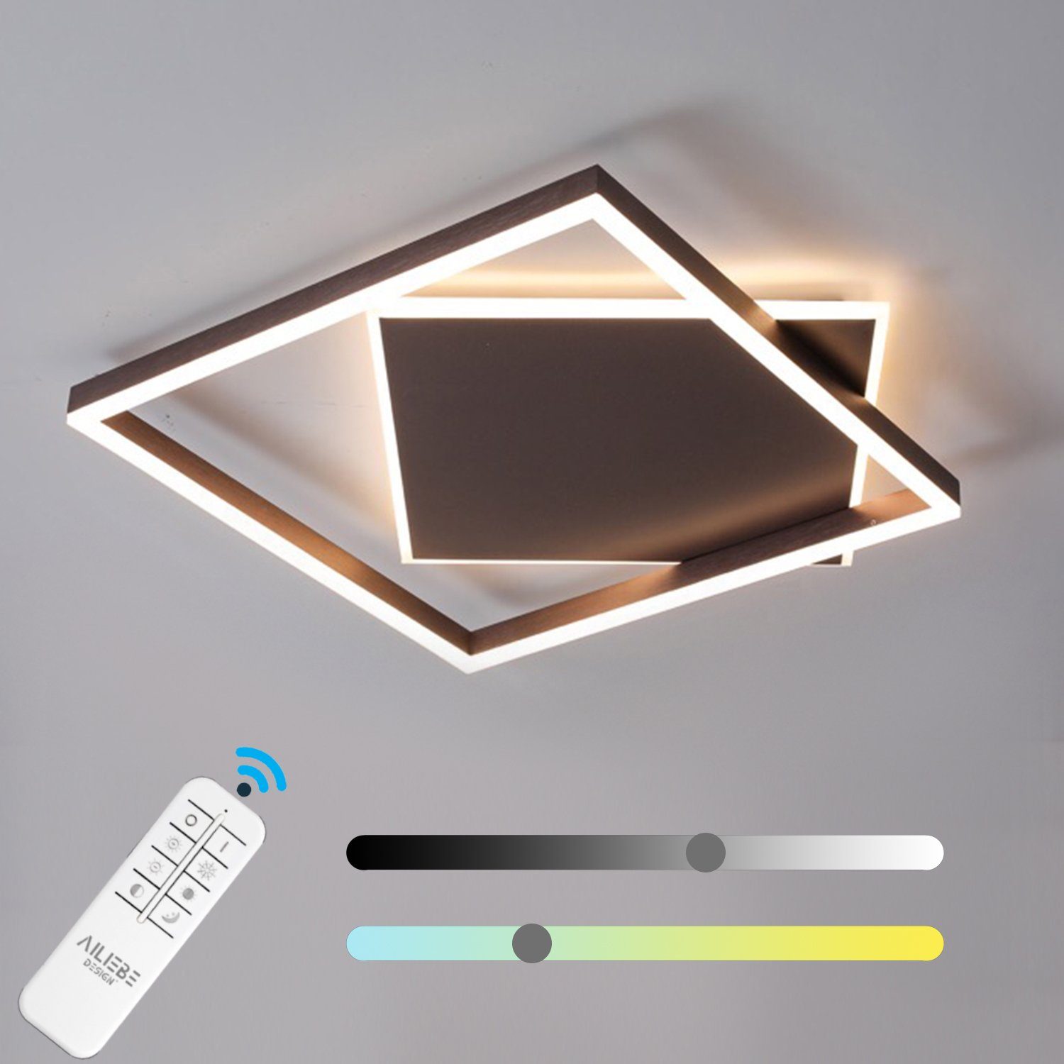Ailiebe LED Design Augenschutz, Tageslichtweiß, integriert, Dimmbar, fest Mit Modern Menmory Funktion, LED Deckenleuchte, Warmweiß, Neutral,