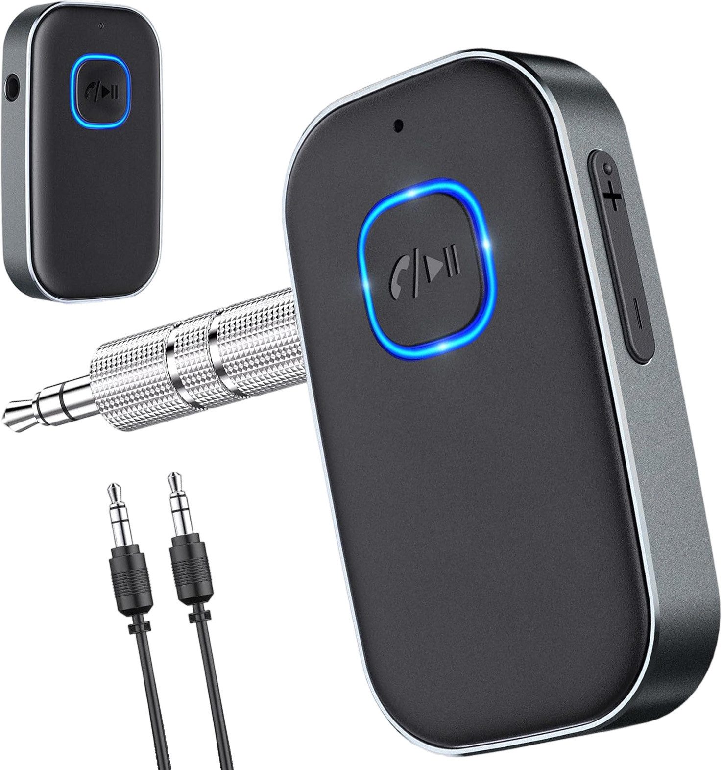 MODFU Kfz Auto Lautsprecher Empfänger kabelloser Audio Receiver Bluetooth-Adapter 3,5-mm-Klinke, CVC8.0 Geräuschunterdrückung Freisprechfunktion Typ-C Schnellladung