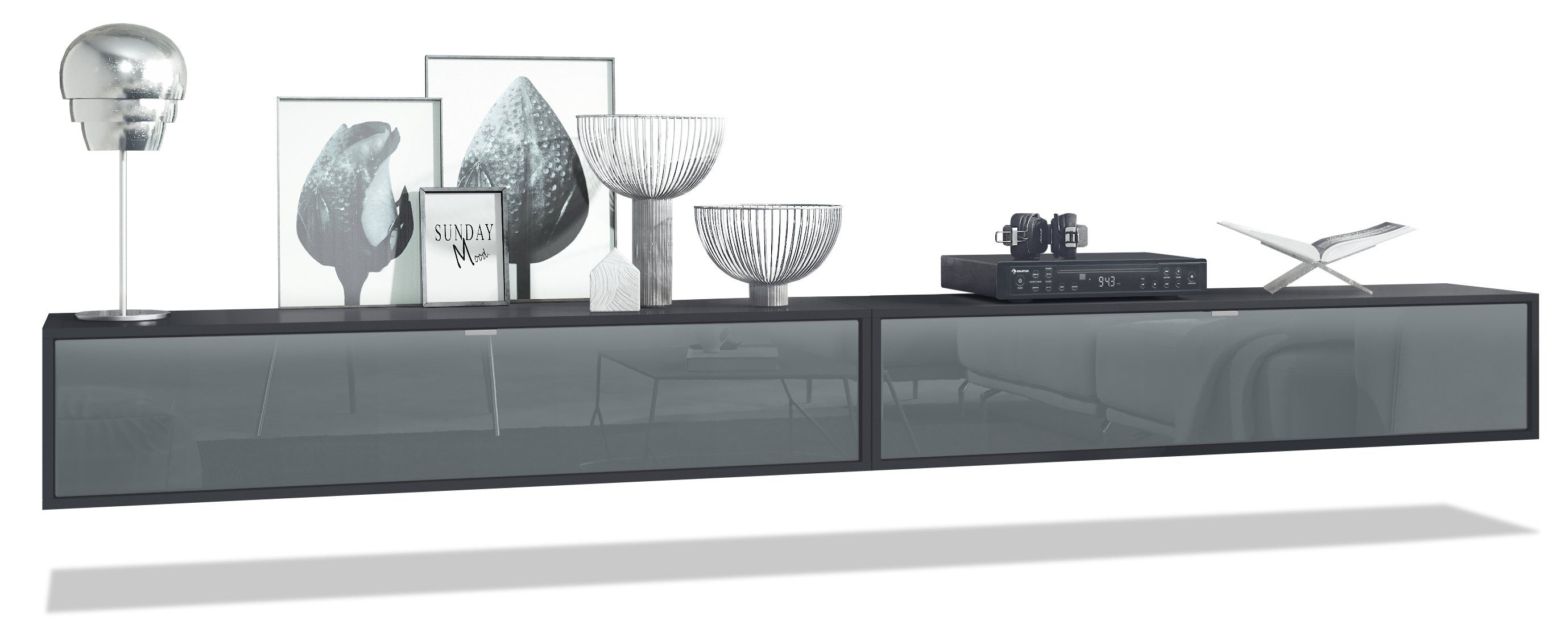 Vladon Lowboard Lana 1400 (2er-Set Tv-Kommode, mit Klappe dahinter 3 Fächer günstig online kaufen