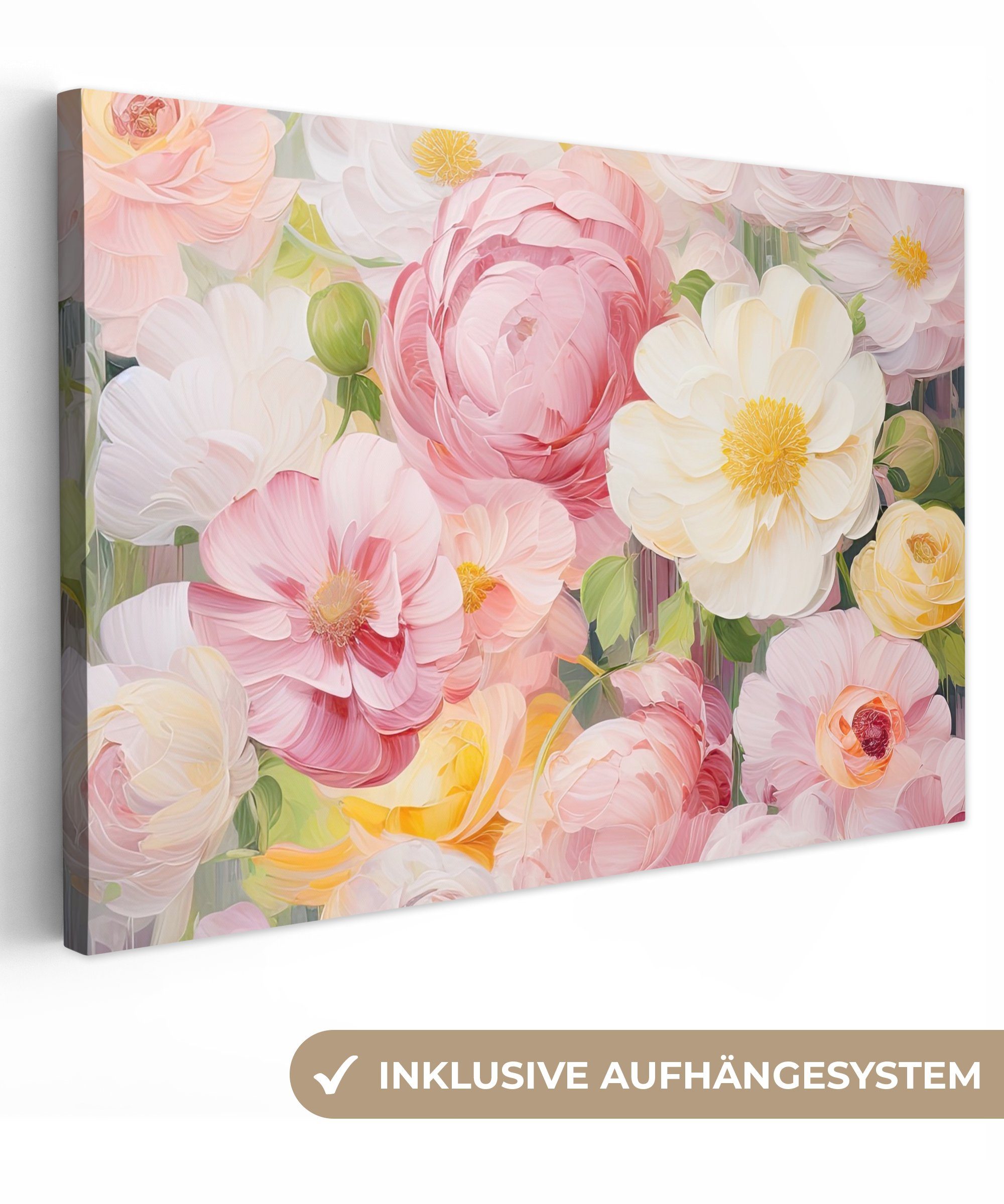 OneMillionCanvasses® Leinwandbild Blumen - Rosa - Botanisch - Kunst - Acryl günstig online kaufen