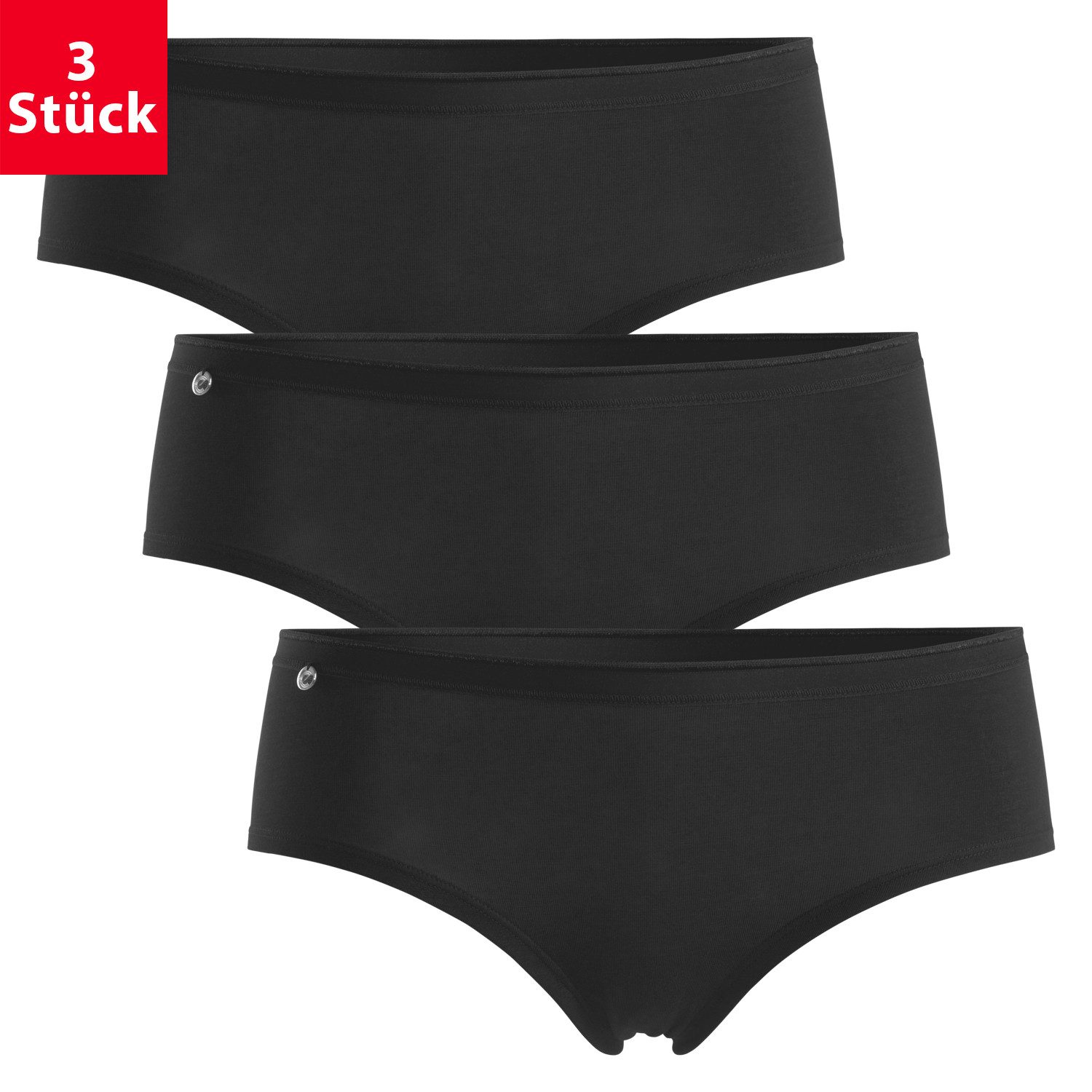 celodoro Panty Damen Basic Panty (3er Pack) Hipster Slip mit Zier-Logo