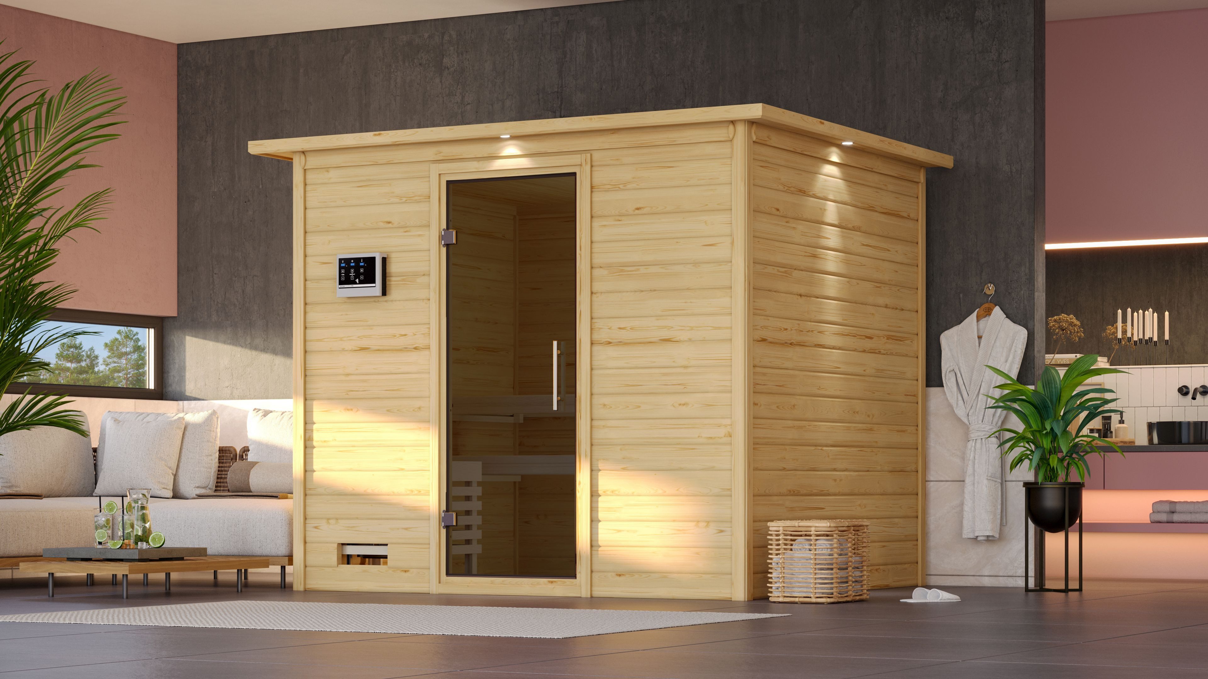 Karibu Sauna Soraja, BxTxH: 259 x 210 x 205 cm, 40 mm, (Set) ohne Ofen