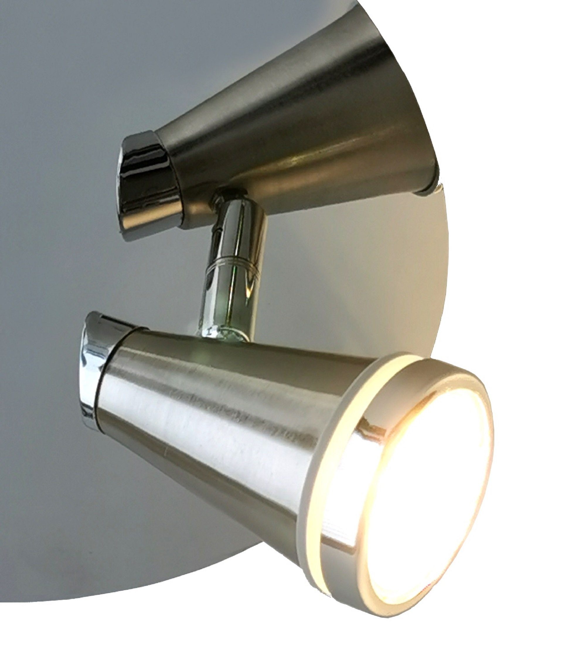 TRANGO LED Deckenstrahler, 3-flammig 1009-32R LED Badleuchte IP44 WET in Rondell, Bad Deckenleuchte in Nickel matt & Chrom, Flurlampe, WC Lampe, Deckenlampe, Deckenstrahler, inklusive 3x 5 W GU10 LED Leuchtmittel Spots schwenkbar