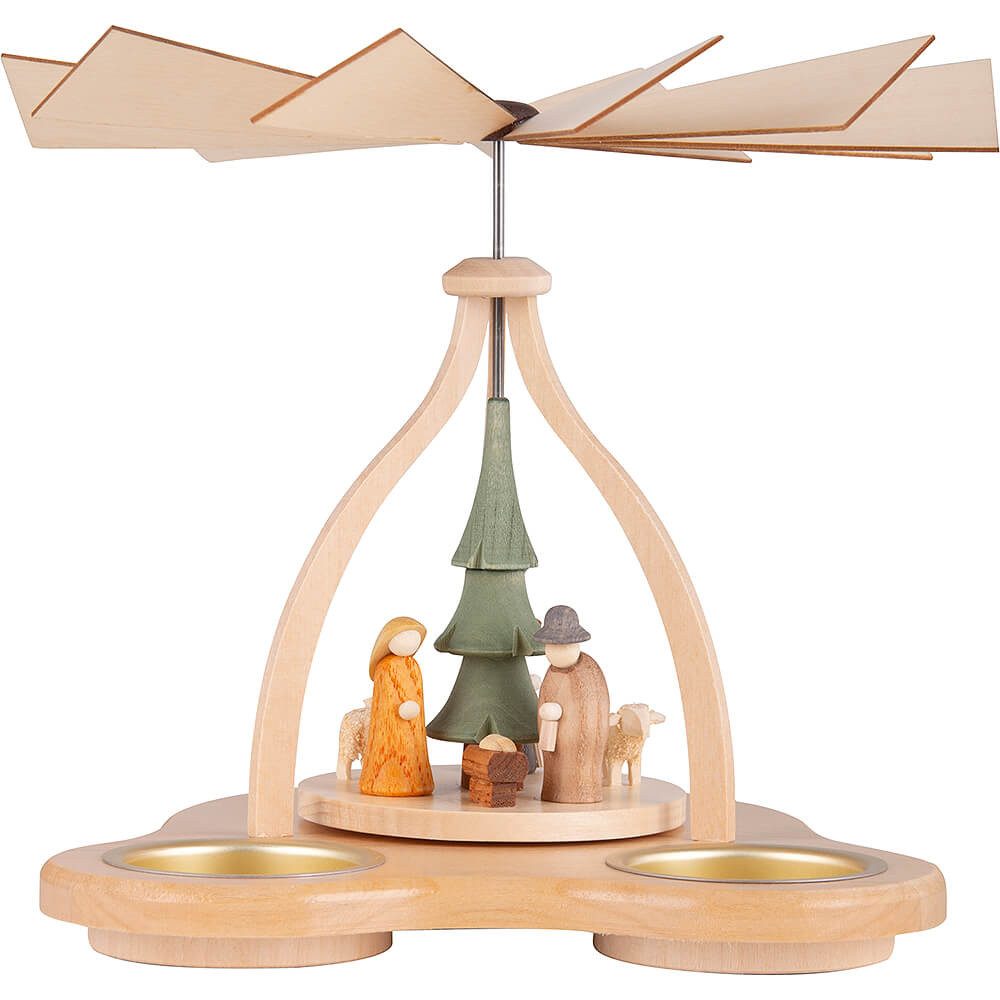 Seiffener Kunsthandwerk Theo Lorenz Weihnachtspyramide 1-stöckige Pyramide Stall (14cm) von Theo Lorenz Kunsthandwerk