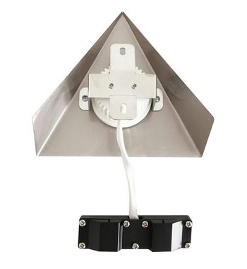 TRANGO LED Unterbauleuchte, 5er Set 6739-52 LED-Küchenunterbauleuchte *COOK* LED Einbauleuchte - Einbaustrahler aus Edelstahl inkl. 5x 4,8 Watt LED Modul 3000K warmweiß - direkt 230 Volt - beliebig erweiterbar, Schalter - Dreieckleuchte – Schrankleuchte