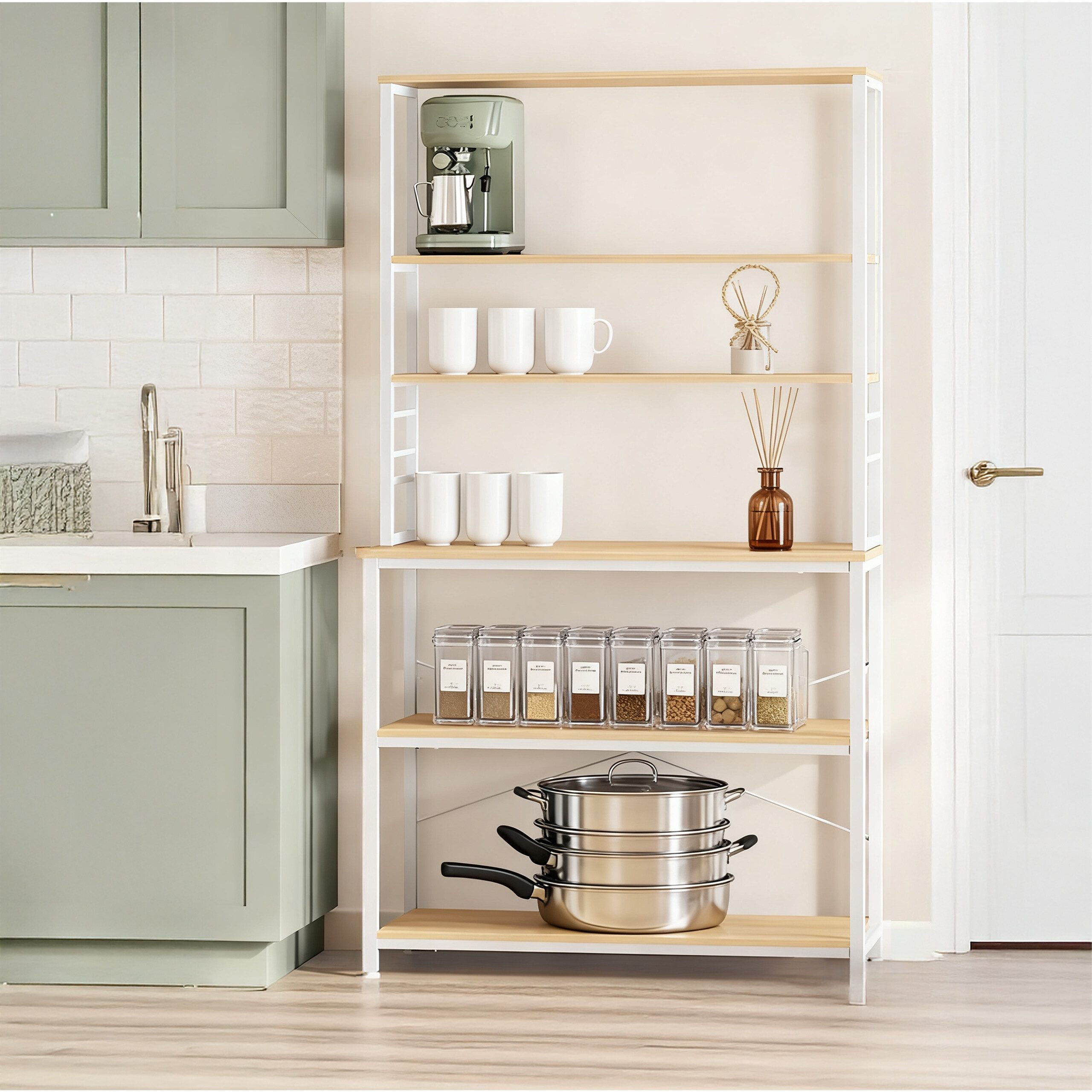 relaxdays Küchenregal mit Arbeitsplatte, Holzoptik-Weiß günstig online kaufen