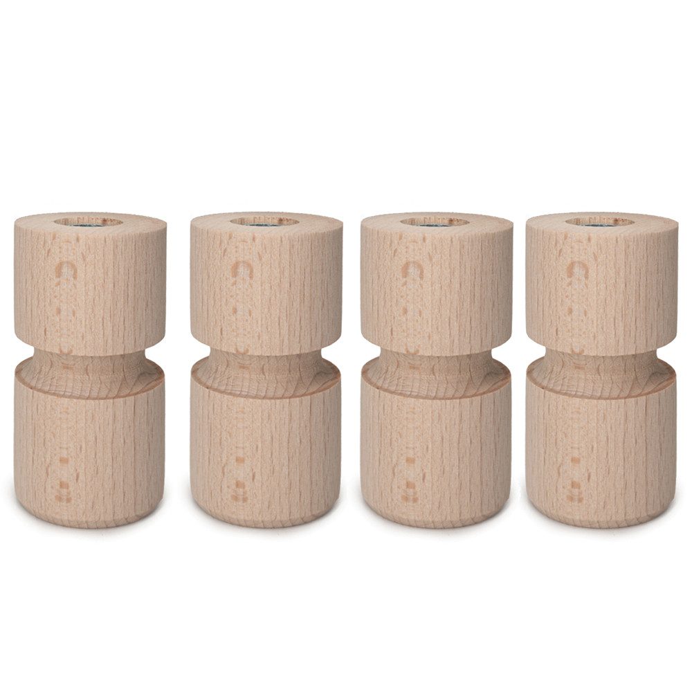 Prima-Online Möbelfuß Möbelfuße Holz Schrankfüß Kugelfuß Zylinderform Massivholz H:8/13cm, (4-St)
