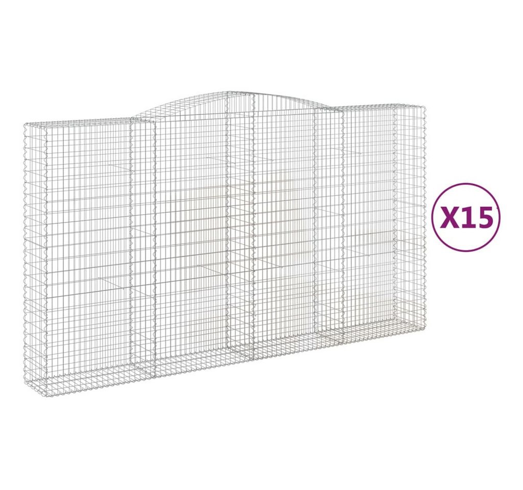Thumbnail - vidaXL Blumentopf Gabionen mit Hochbogen 15Stk. 400x50x220/240cm Verzinktes Eisen (15 St)