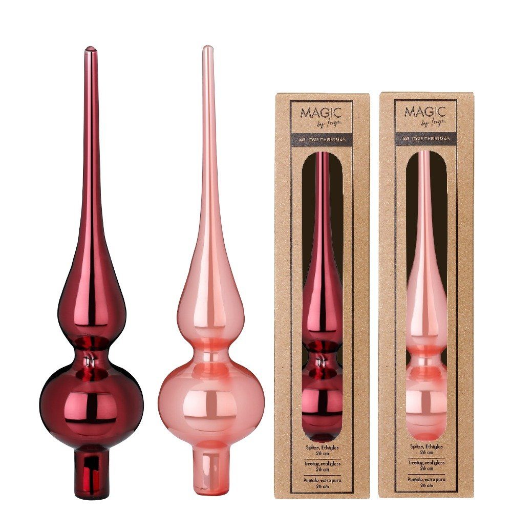 MAGIC by Inge Christbaumspitze, Christbaumspitze Glas 26cm Vintage Rose - 1 Stück sortiert