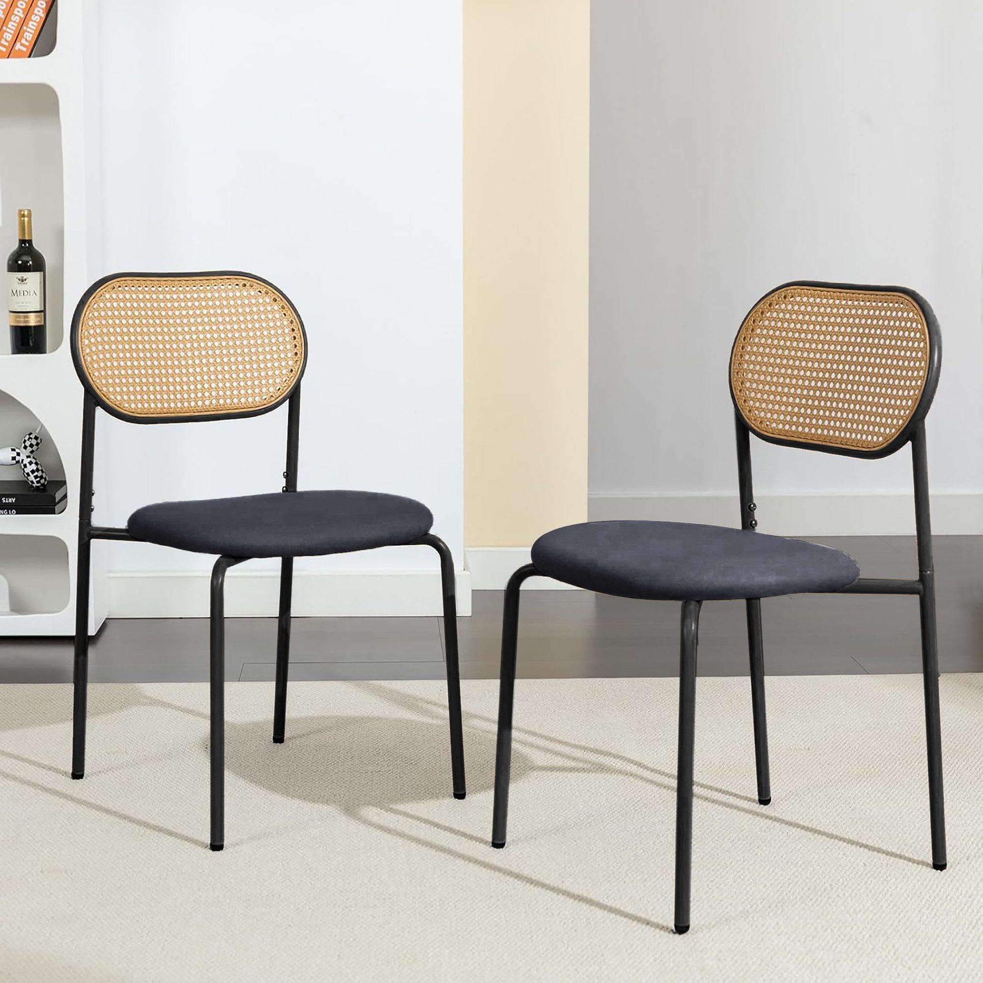 Furnishings Home Rattanstuhl 4-Fußstuhl Polsterstühle Esszimmerstuhl günstig online kaufen