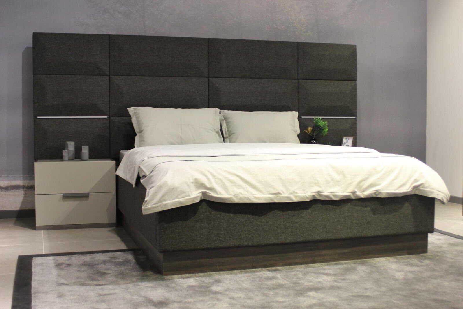 JVmoebel Schlafzimmer-Set Luxus Schlafzimmer Set Designer Bett 2x Nachttisch Holz Komplett, (3-St., Bett, Nachttische), Made in Europa