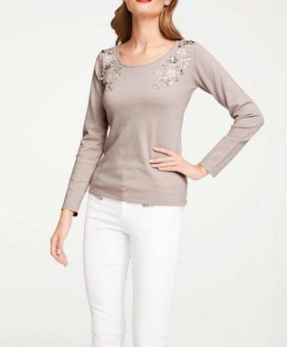 heine Troyer HEINE Damen Feinstrickpullover mit Pailletten, mauve