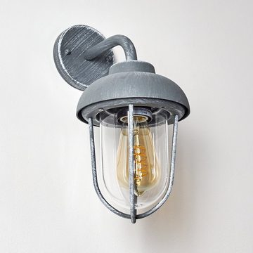 hofstein Außen-Wandleuchte »Pagani« Außenwandlampe aus Metall/Glas in Grau/Weiß, ohne Leuchtmittel, in Retro-Optik, E27en, Außenleuchte mit Echtglas