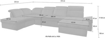 sit&more Wohnlandschaft Stardust U-Form, inklusive Kopfteilverstellung und Armlehnenfunktion