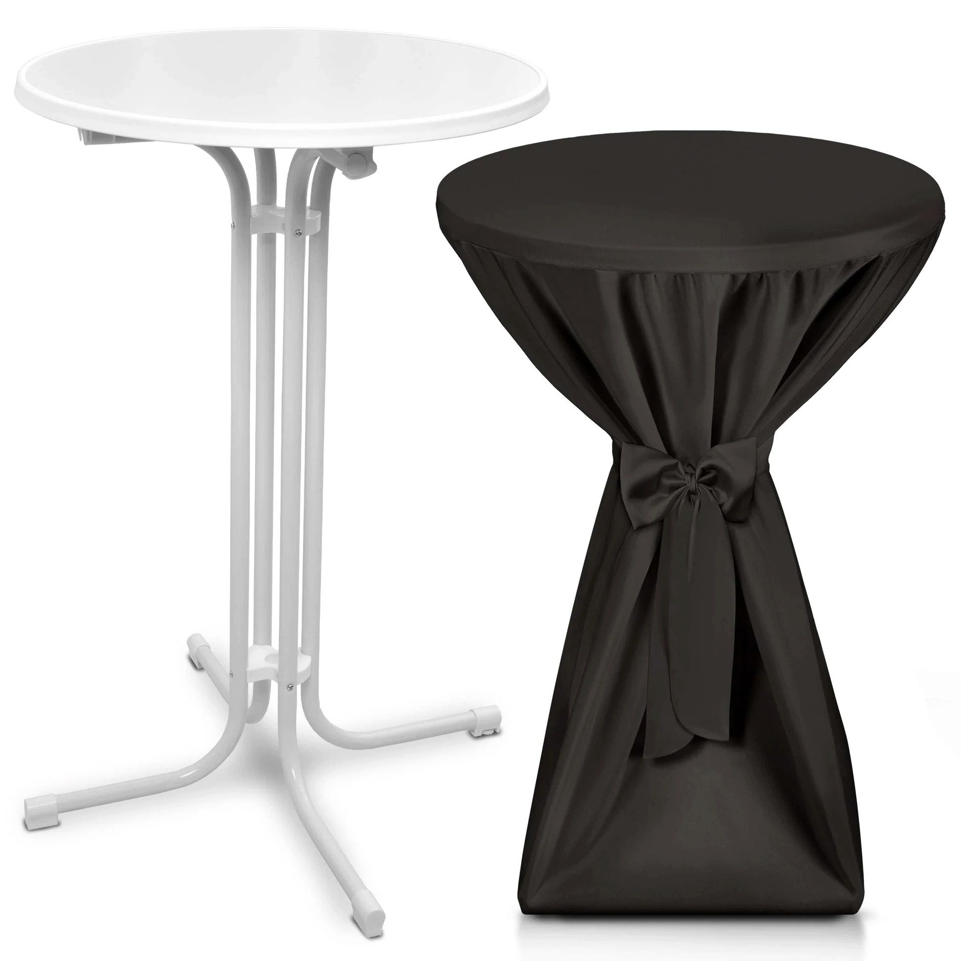 Beautissu Stehtisch Outdoor Stehtisch Bellini, klappbar, Ø80cm, Schwarz, mit Husse, inkl. Husse – wetterfest – kratzfest