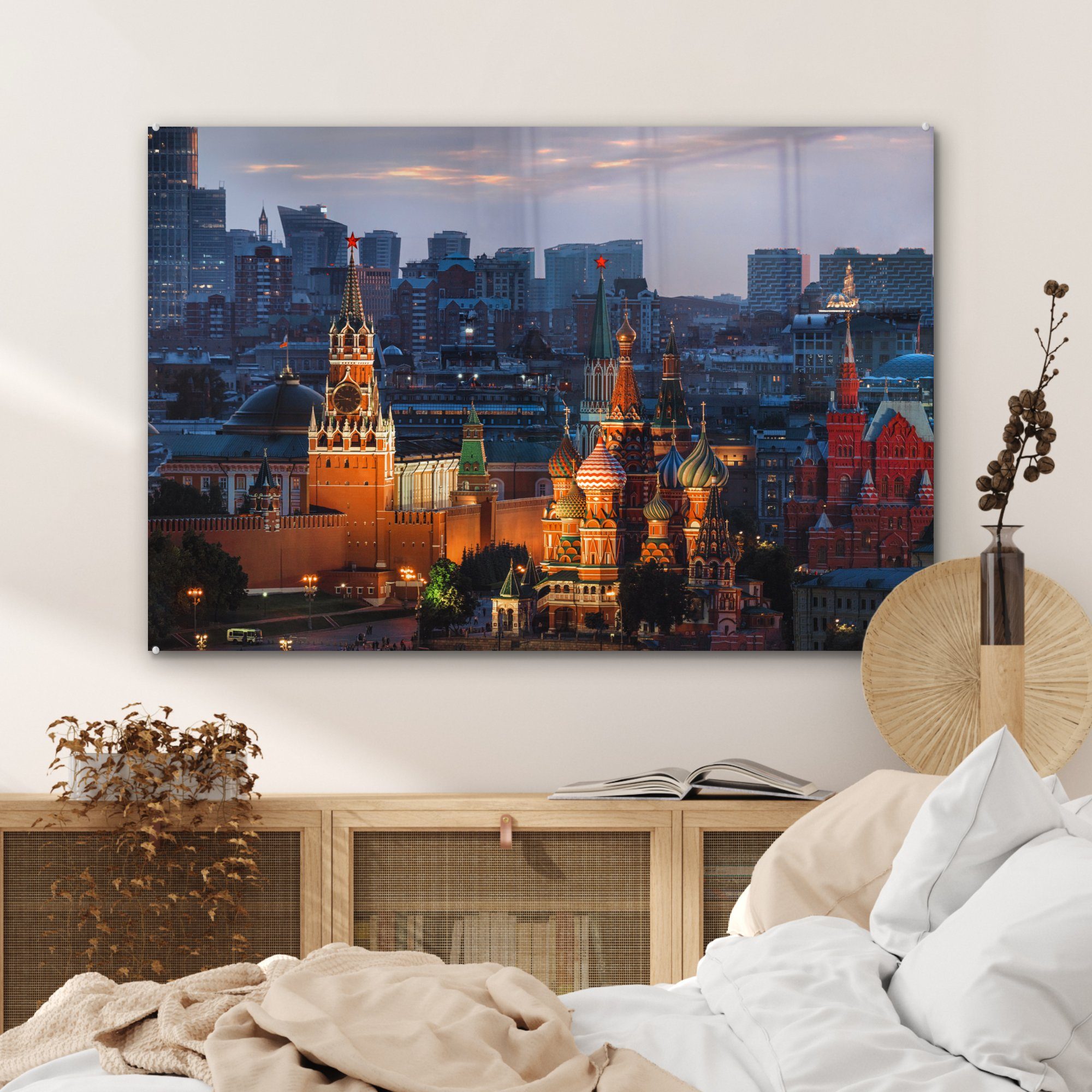 MuchoWow Acrylglasbild Moskau am St), & Schlafzimmer Acrylglasbilder Abend, Wohnzimmer (1