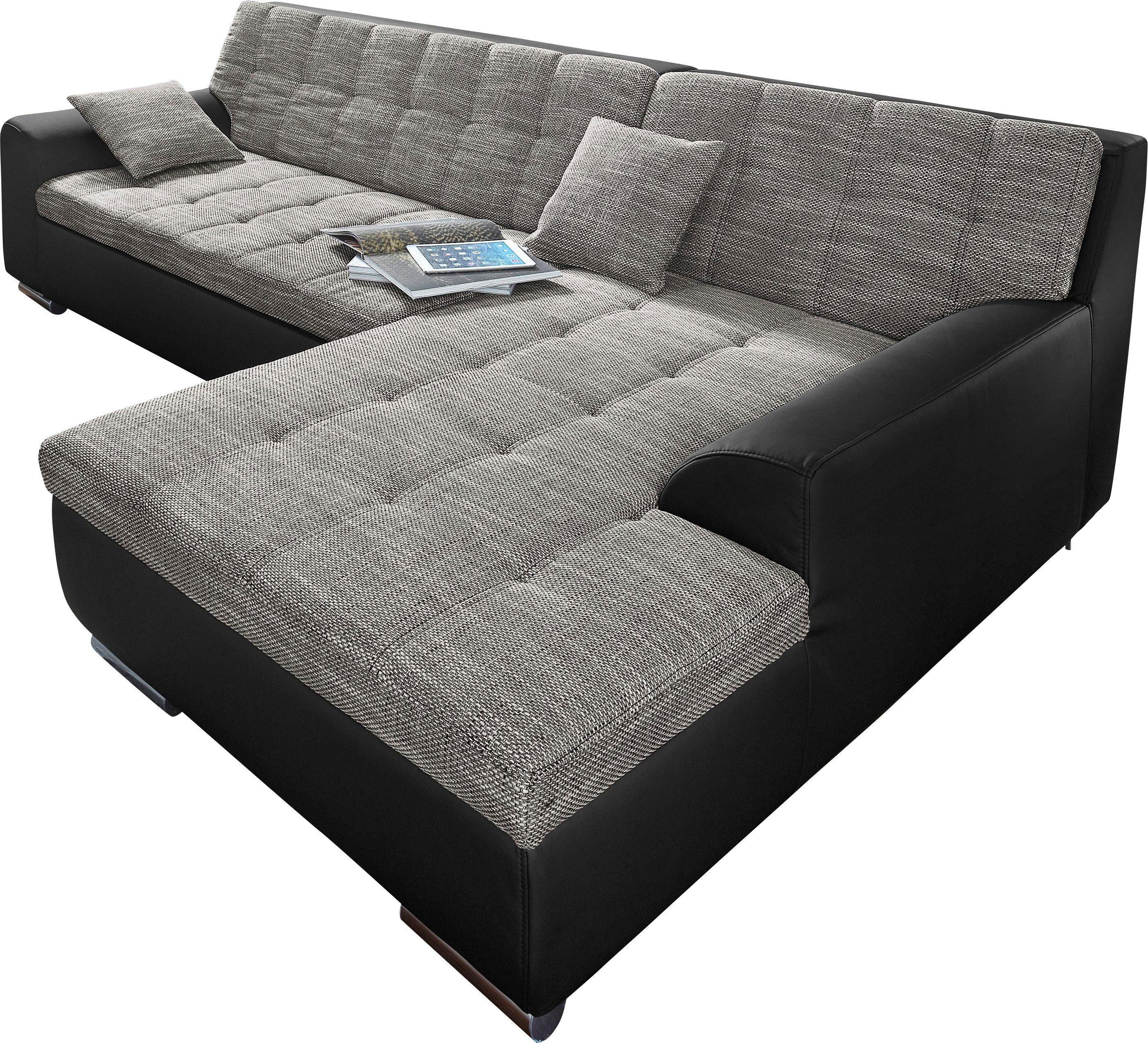 DOMO collection Ecksofa TREVISO viele Bezüge, auch in Cord, L-Form, 267x80x83 cm, wahlw. mit Bettfunktion, inkl. Zierkissen, Unser Dauertiefpreis