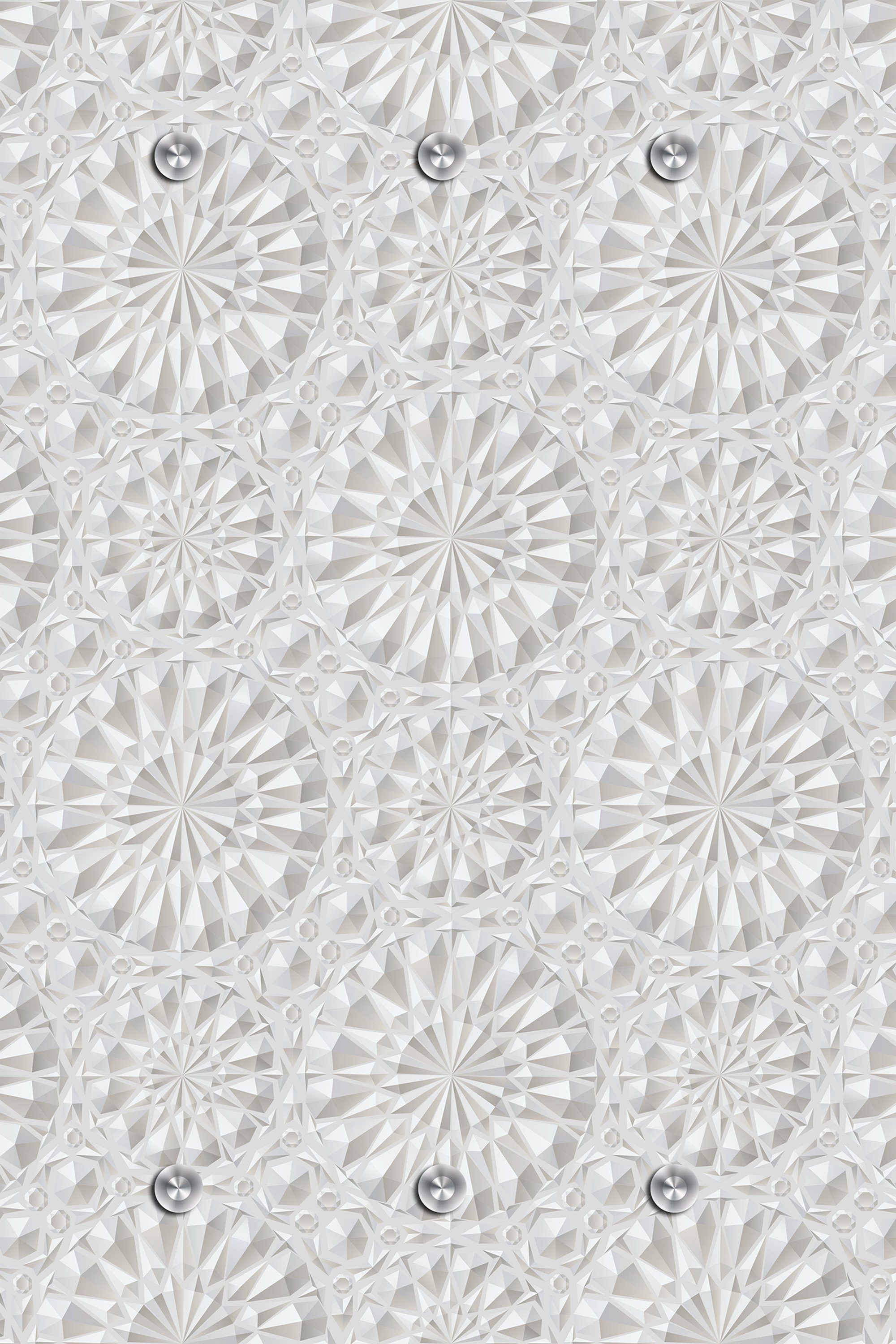 queence Wandgarderobe Garderobe aus Acrylglas Keramik Motiv Ornamente Fliesen Optik weiß (1 St), Platzsparende moderne Wandgarderobe inkl. Edelstahlhaken