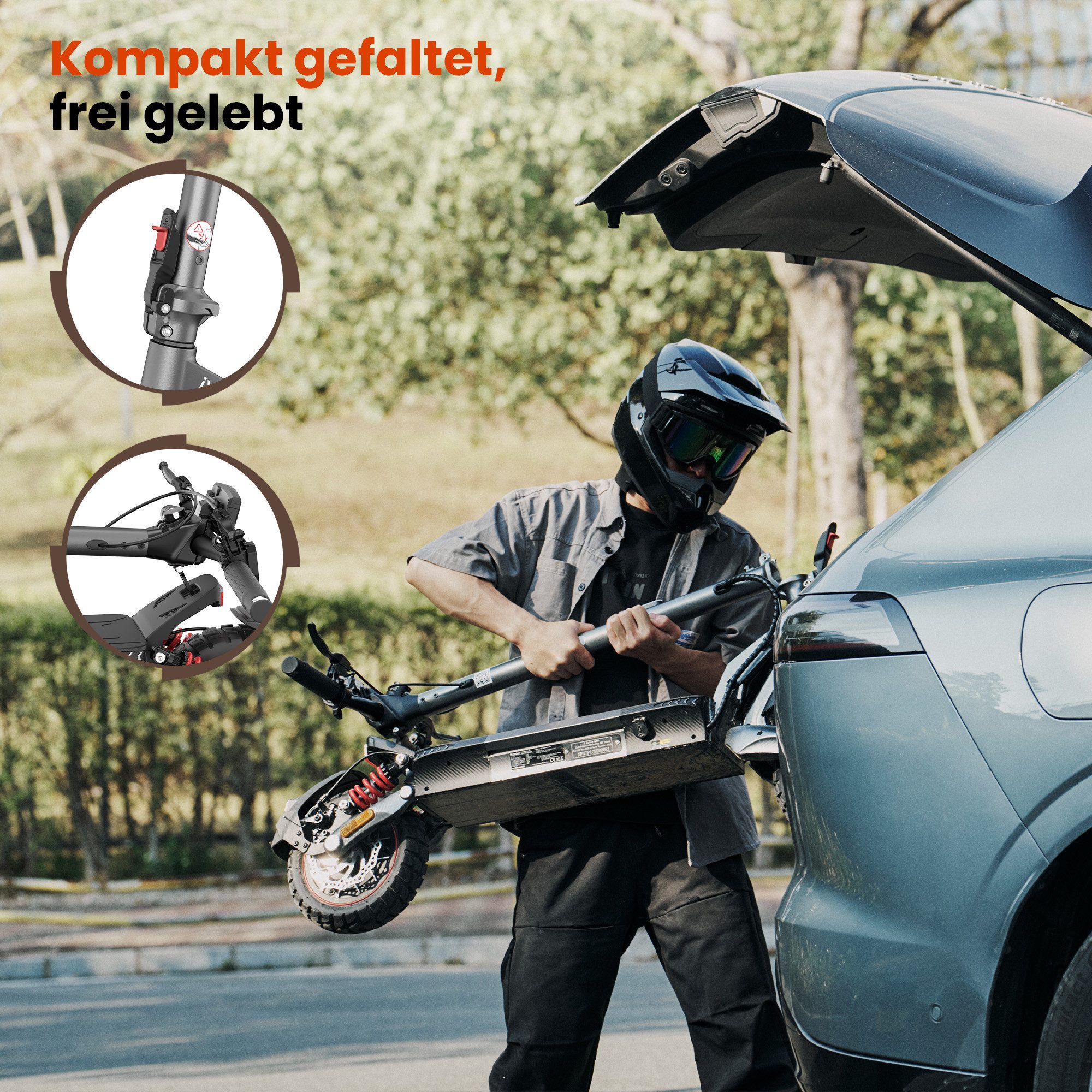 iscooter E-Scooter Elektroroller mit ABE-Zulassung, zwei Motoren, 60~80 km Reichweite, Geeignet für alle Geländearten, 45° Steigung