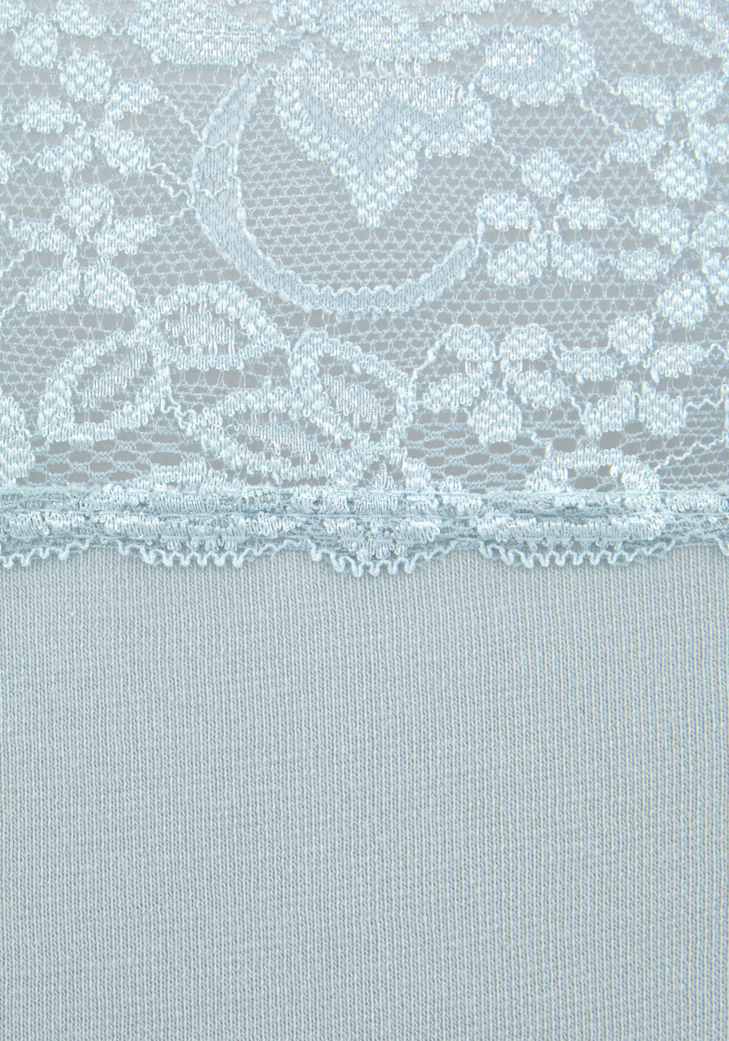Vivance Panty (Packung, 3-St) mit floraler navy elastischer aus Baumwolle Spitze rauchblau, eisblau