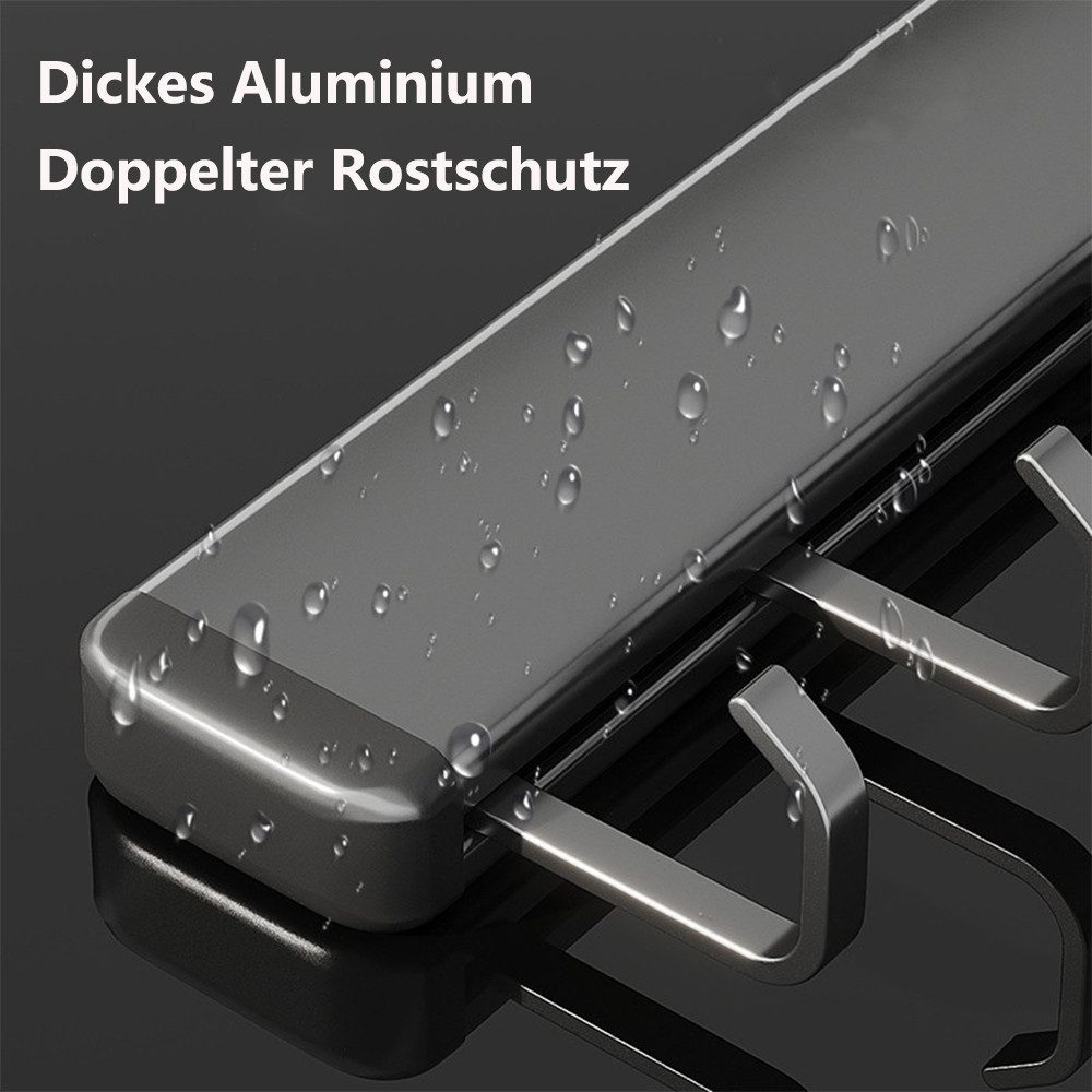 PFCTART Hakenleiste Hakenleiste Küche 30/40/50cm,Küchenhalterung ohne Bohren, (Set, 1 St., Aluminium küche Hakenleiste, Matte Oberfläche, Schwarz), Abnehmbarer Haken, rostfrei, stark und langlebig