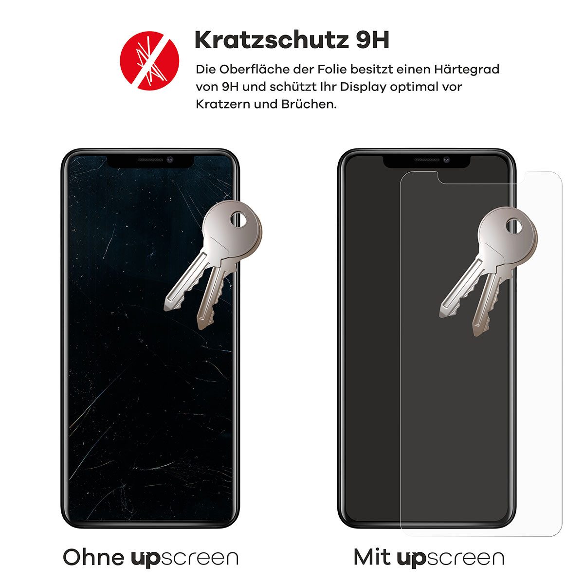 upscreen Displayschutzglas Folie für Apple iPhone 17 (Display+Kamera), Schutzfolie Glas Panzer Display Schutz klar