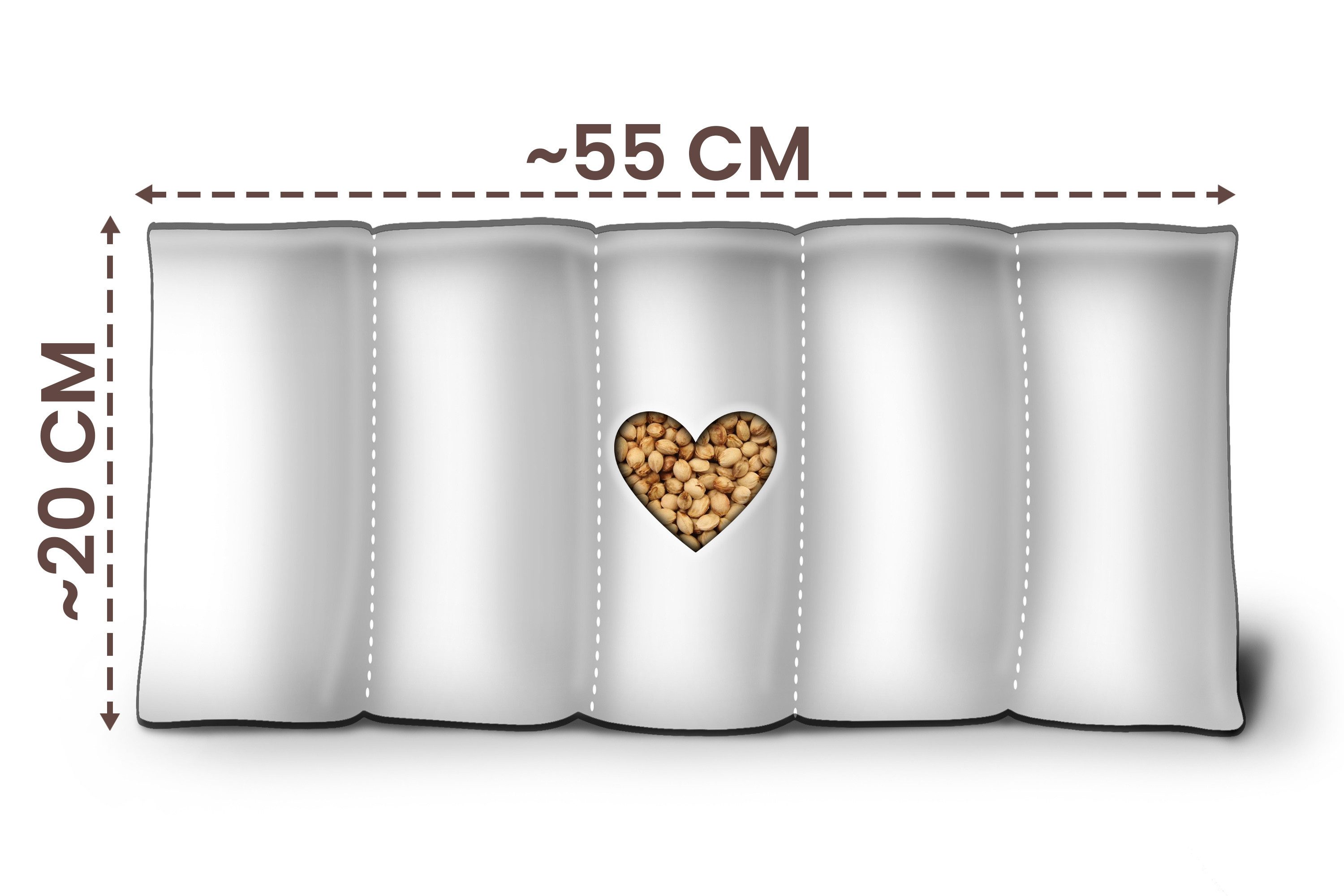 Amilian Kirschkernkissen 55x20 cm - Körnerkissen 100 % Kirschkernen - Wärmekissen Kältekissen, ideal für Rücken, Nacken, Schulter, Bauch, Kirschkernkissen für Mikrowelle, Körnerkissen