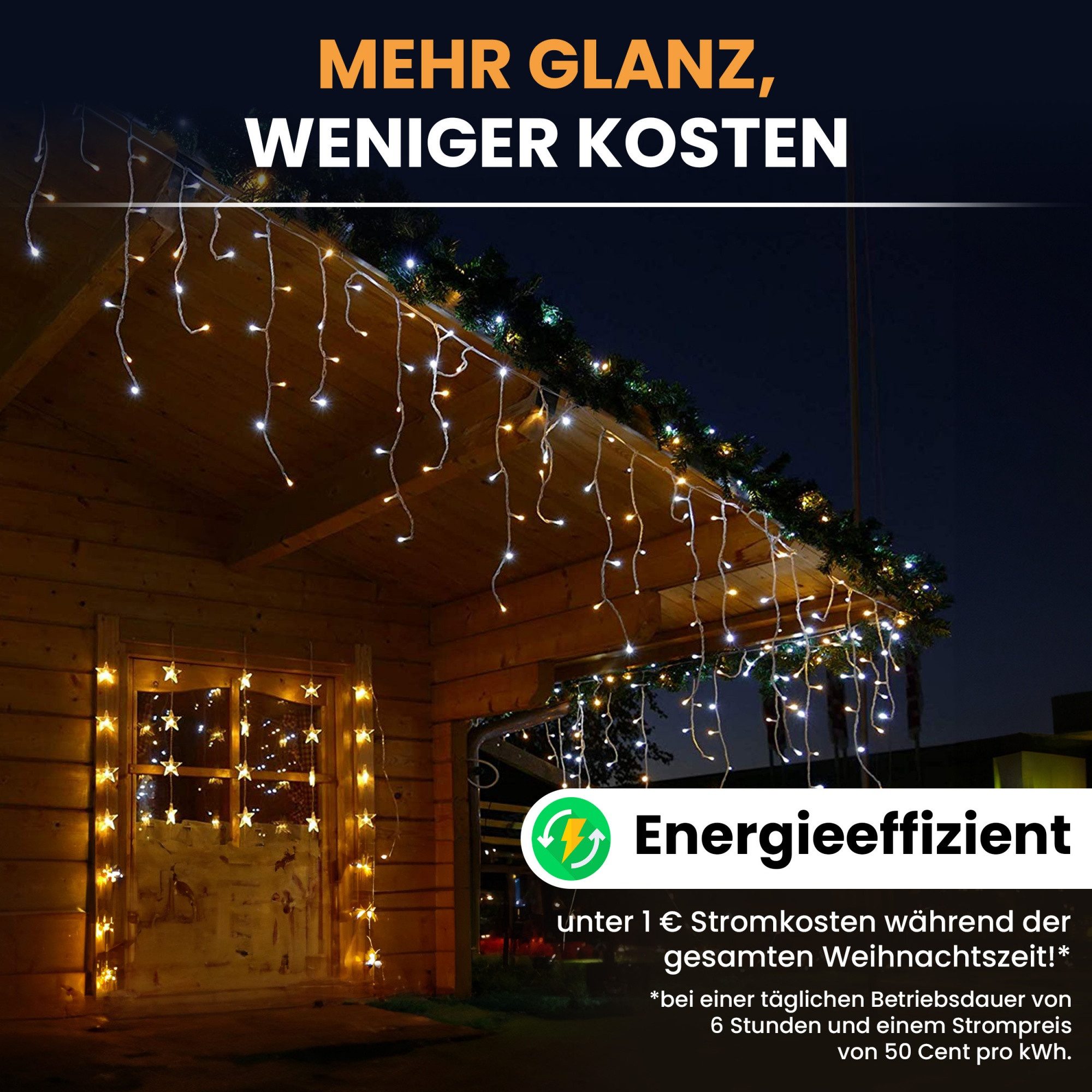 Gartenpirat LED-Lichterkette Eisregen LED-Beleuchtung Weihnachtsdeko für außen mit Timerfunktion, 6 m