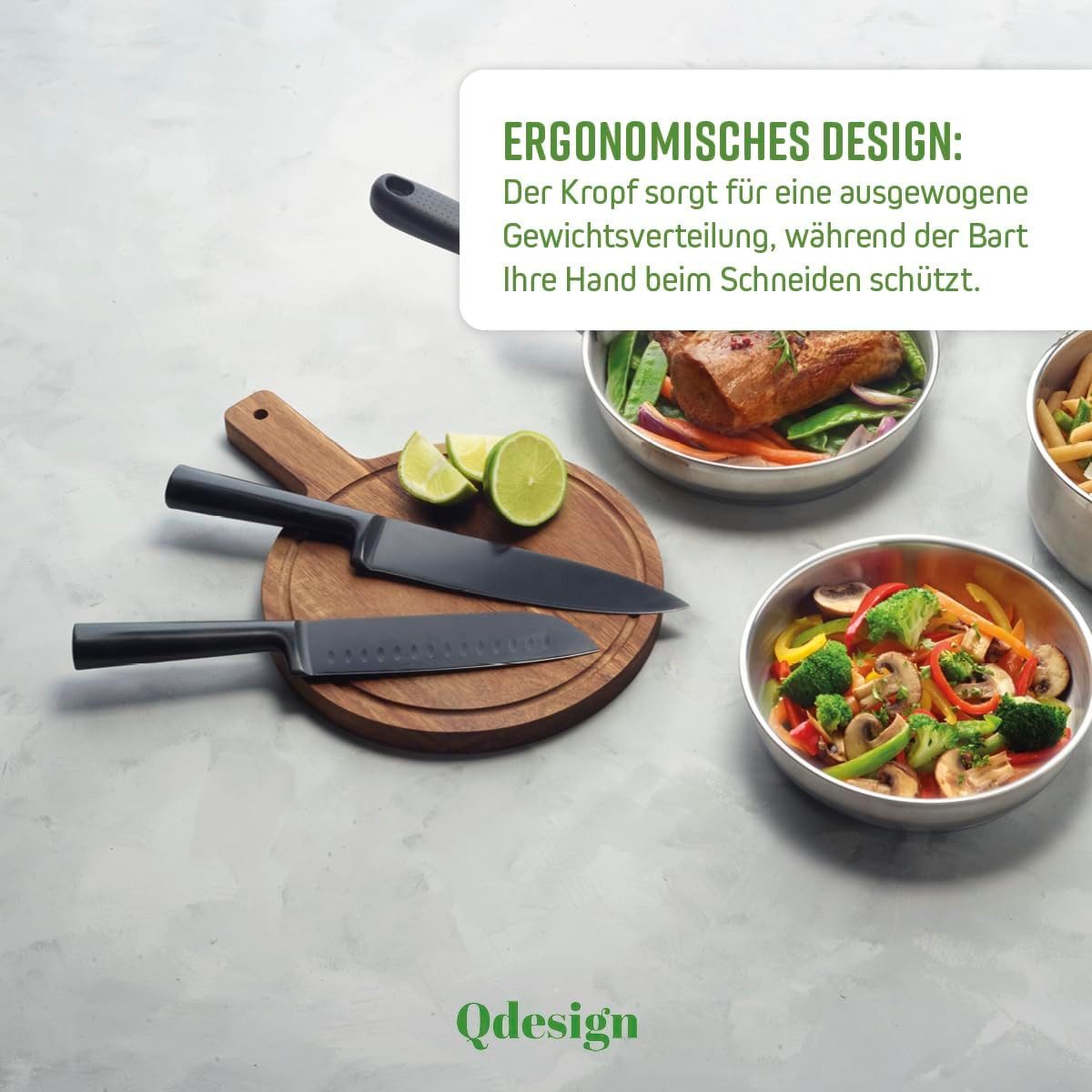 QDesign by Sauter Messer-Set aus Edelstahl in Mattschwarz (5-tlg)