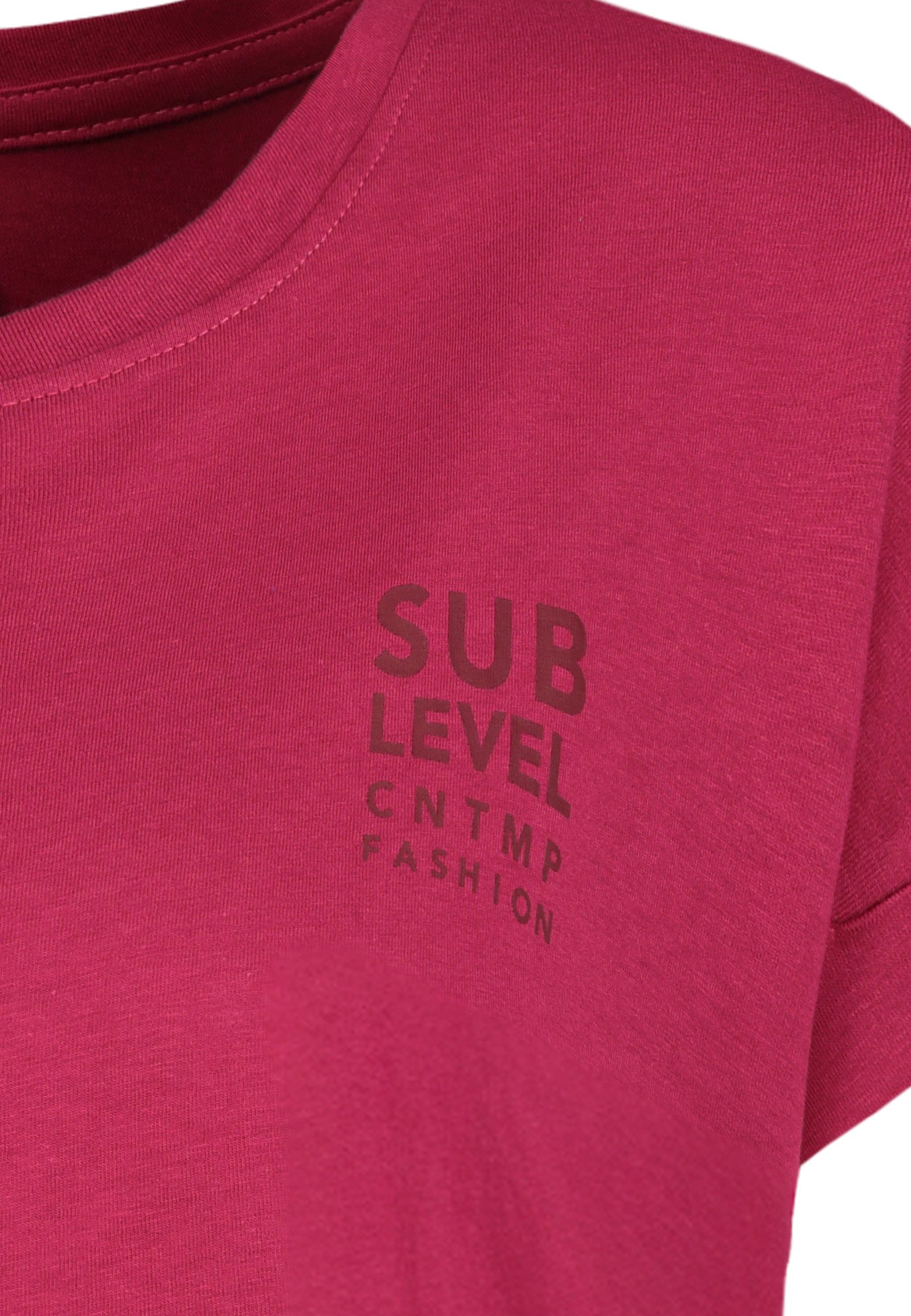 SUBLEVEL T-Shirt Damen Shirt Turn-Up Ärmel Weiches Basic Shirt Rundhals Kurzarm Baunwolle Modal Mix, super soft, unifarben, markenlogo – Bild 5 von 5