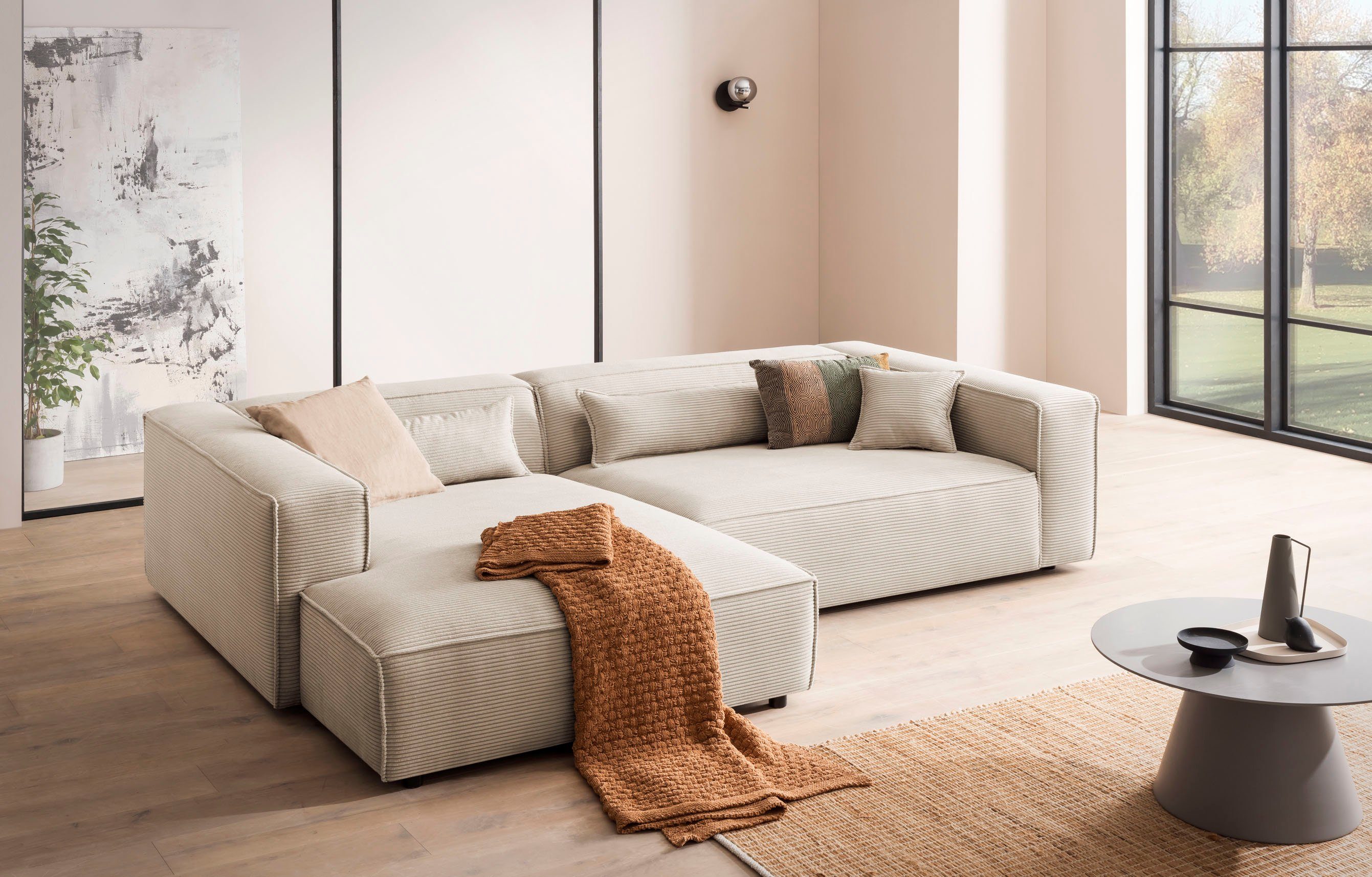 LeGer Home by Lena Gercke Ecksofa PIARA XXL, Big-Sofa, Cord, Leinenoptik o. günstig online kaufen