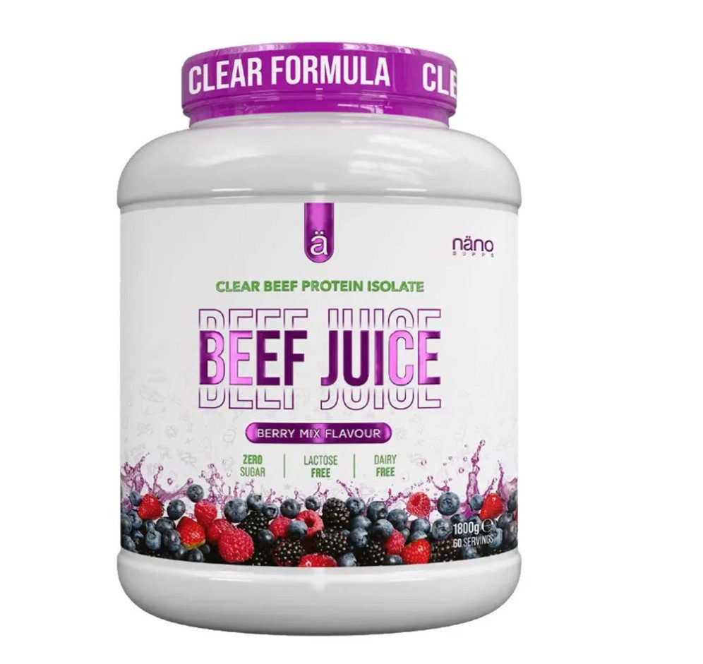 Nanosupps Nanosupps Beef juice 1800g Rind Protein Pulver Whey Eiweiß Pulver, Packung à 1800 g, Pulver (Clear Protein Drink), Hydrolysiertes Rinderprotein-Isolat