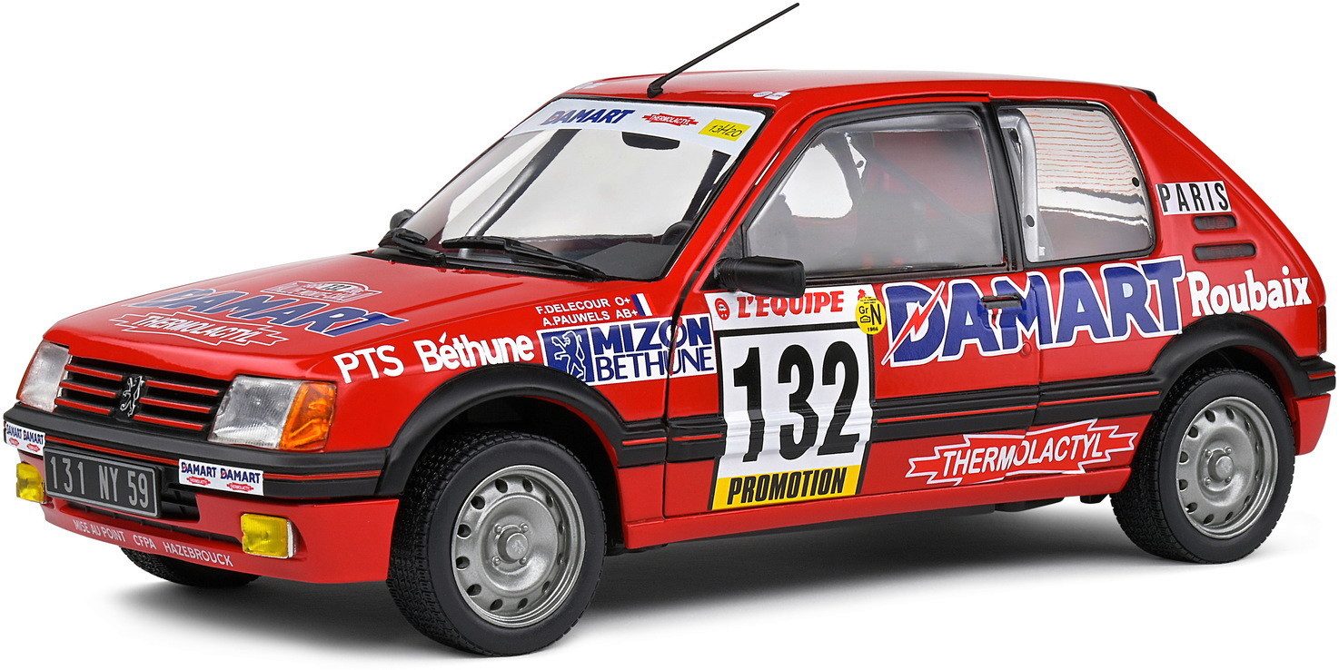 Modellauto Solido Modellauto Maßstab 1:18 Peugeot 205 GTI, 1,6L #132 rot 1986 S18