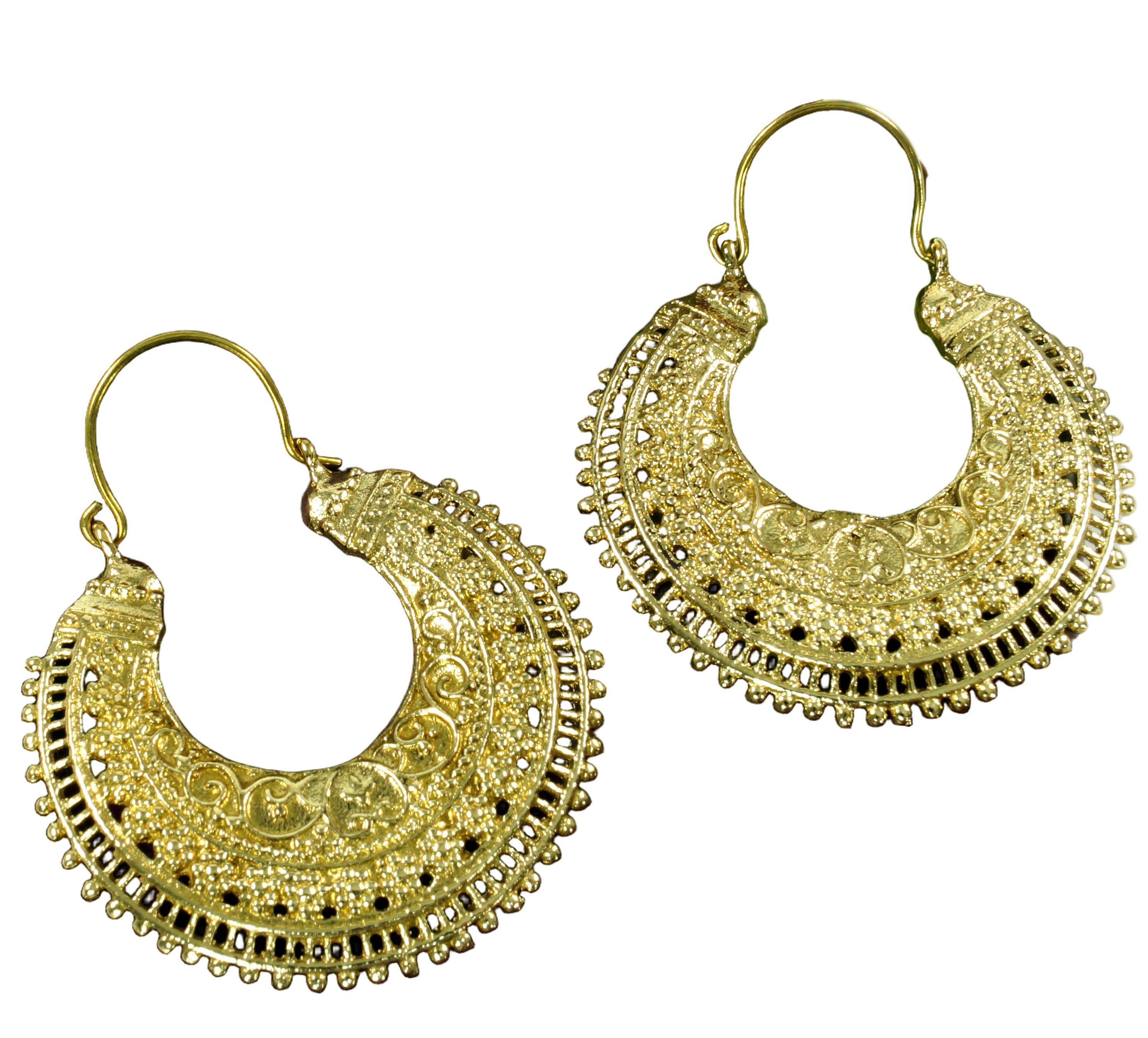 Guru-Shop Paar Ohrhänger Boho Ohrringe, goldene indische Ohrringe aus..