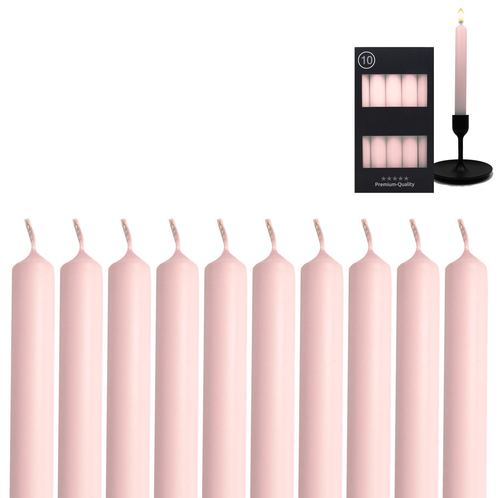 Candelo Tafelkerze 10er Set Rosa Stabkerzen Tafelkerzen 18,5cm, 7,5 Std Brenndauer, ca. 7,5 Stunden Brenndauer
