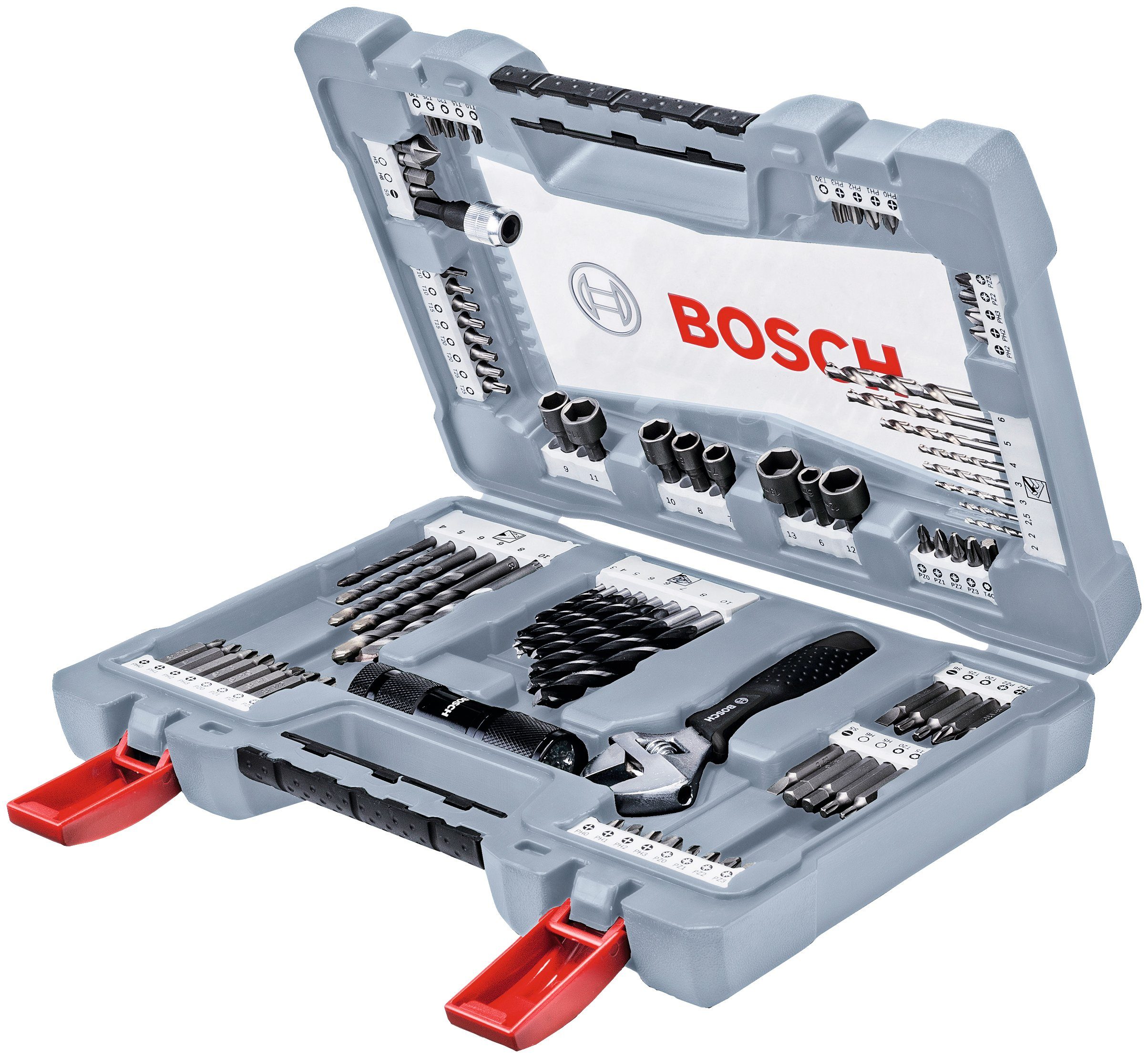 Bosch Professional Bohrersatz Premium X-Line, (91-tlg), Bohrer- und Schrauber-Set mit Taschenlampe