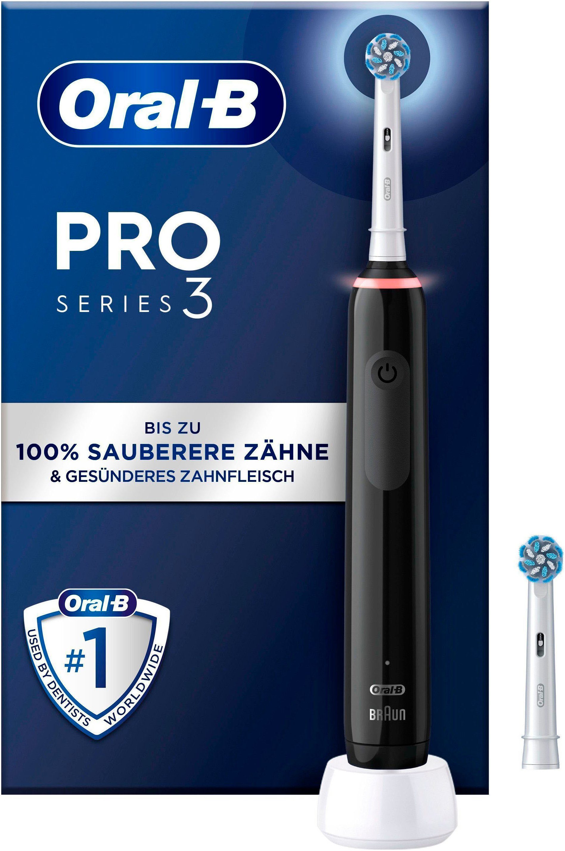 Oral-B Elektrische Zahnbürste 3 3000, Aufsteckbürsten: 2 St., 3 Putzmodi