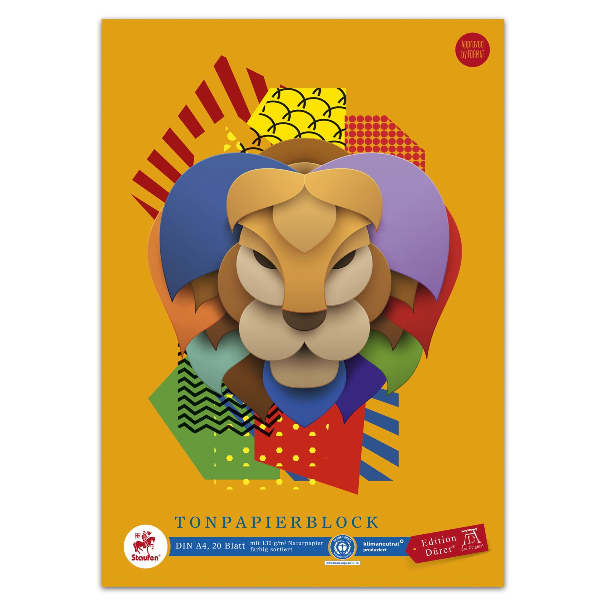 Staufen Bastelkartonpapier Staufen Tonpapierblock geleimt A4 20Bl 130g/qm