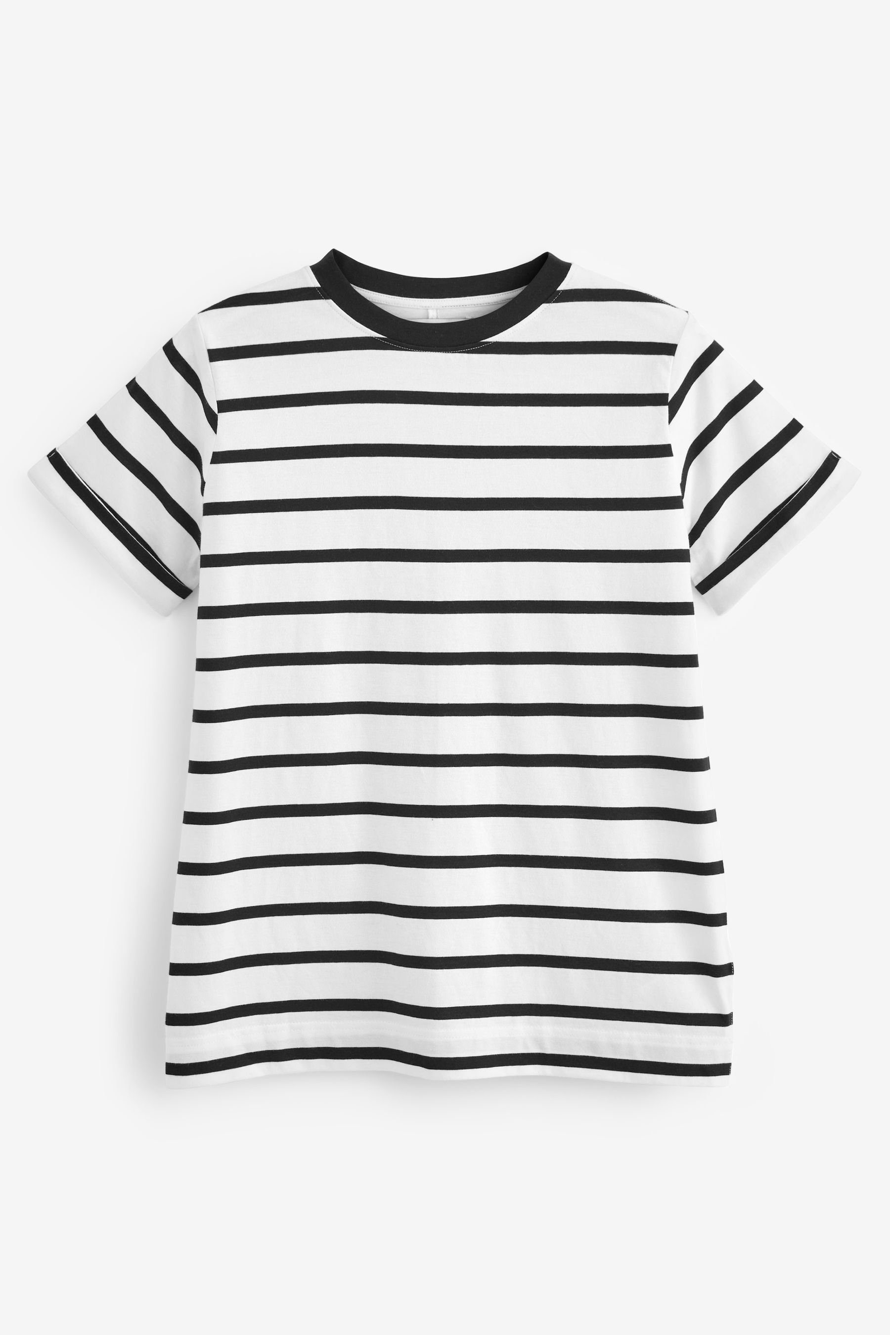 Next T-Shirt Kurzärmliges T-Shirt mit Rundhalsausschnitt (1-tlg) Black/White
