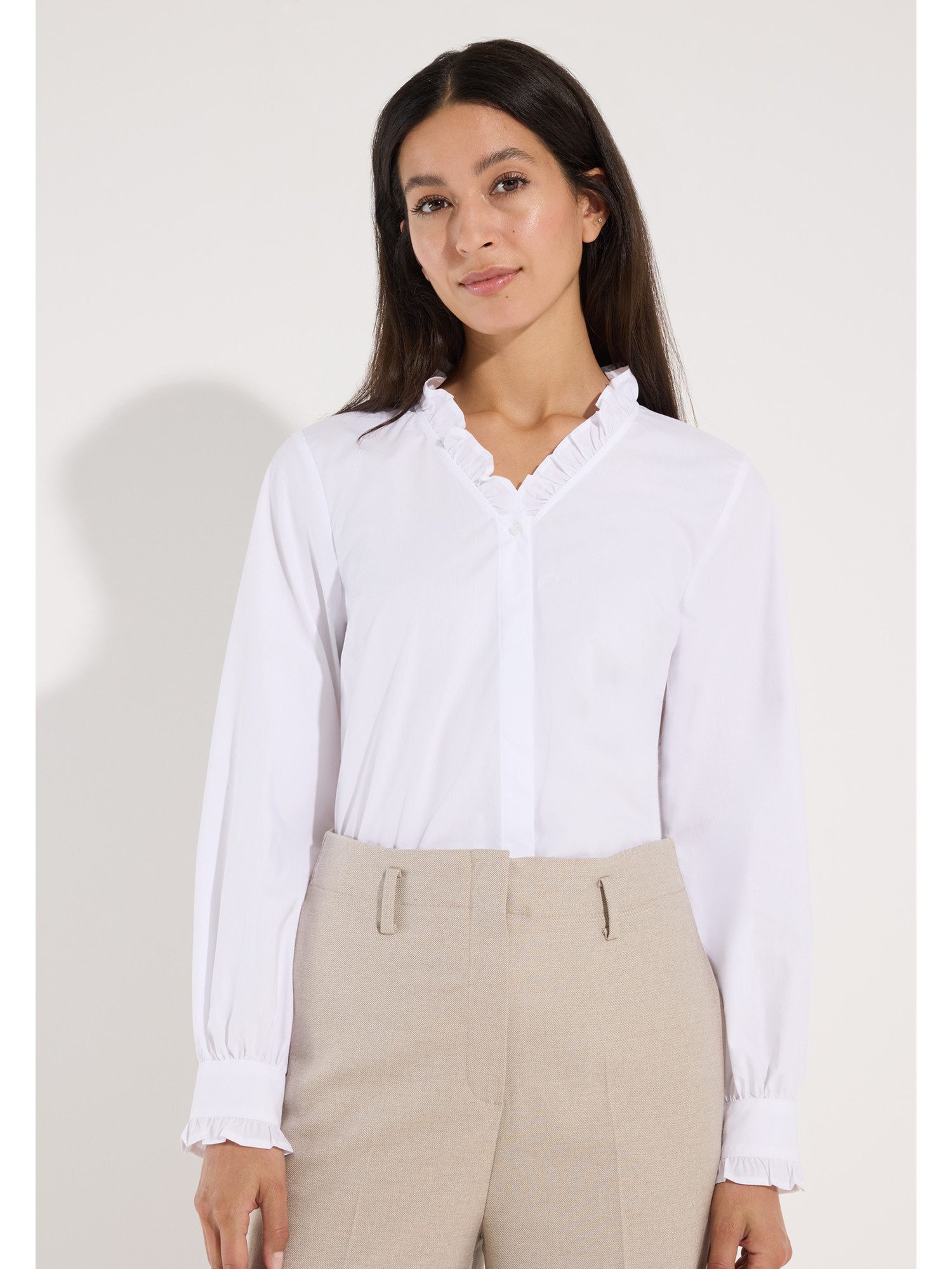 Langarmbluse feminine, süße Rüschenbluse