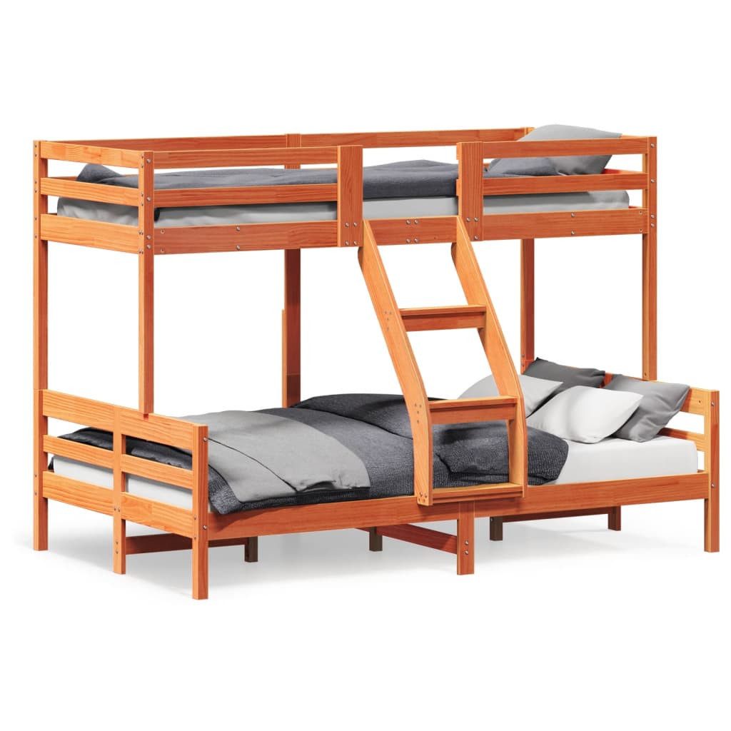 vidaXL Bett Etagenbett 90x200/120x200 cm Wachsbraun günstig online kaufen