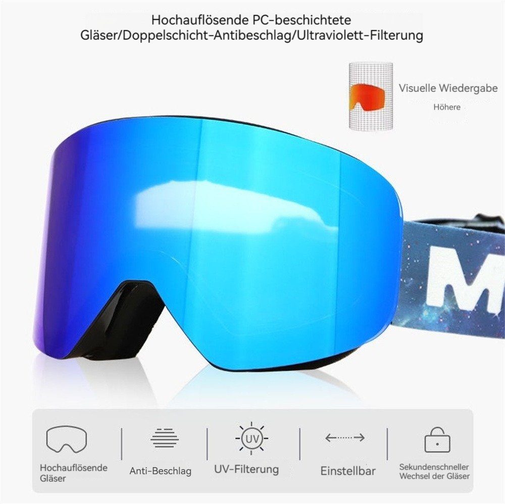 Dekorative Skibrille Skibrille UV-Schutz (1-St), praktischer Anti-Beschlag-Beschichtung UV Brillenträger, für Schutz, Für Erwachsene, Snowboardbrille mit