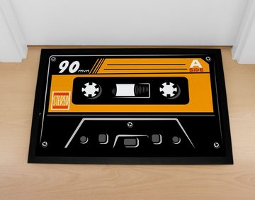 Fußmatte Fußmatte Kassette Mix-Tape 80er Jahre Retro Motiv Musik rutschfest & waschbar Moonworks®, MoonWorks, rechteckig